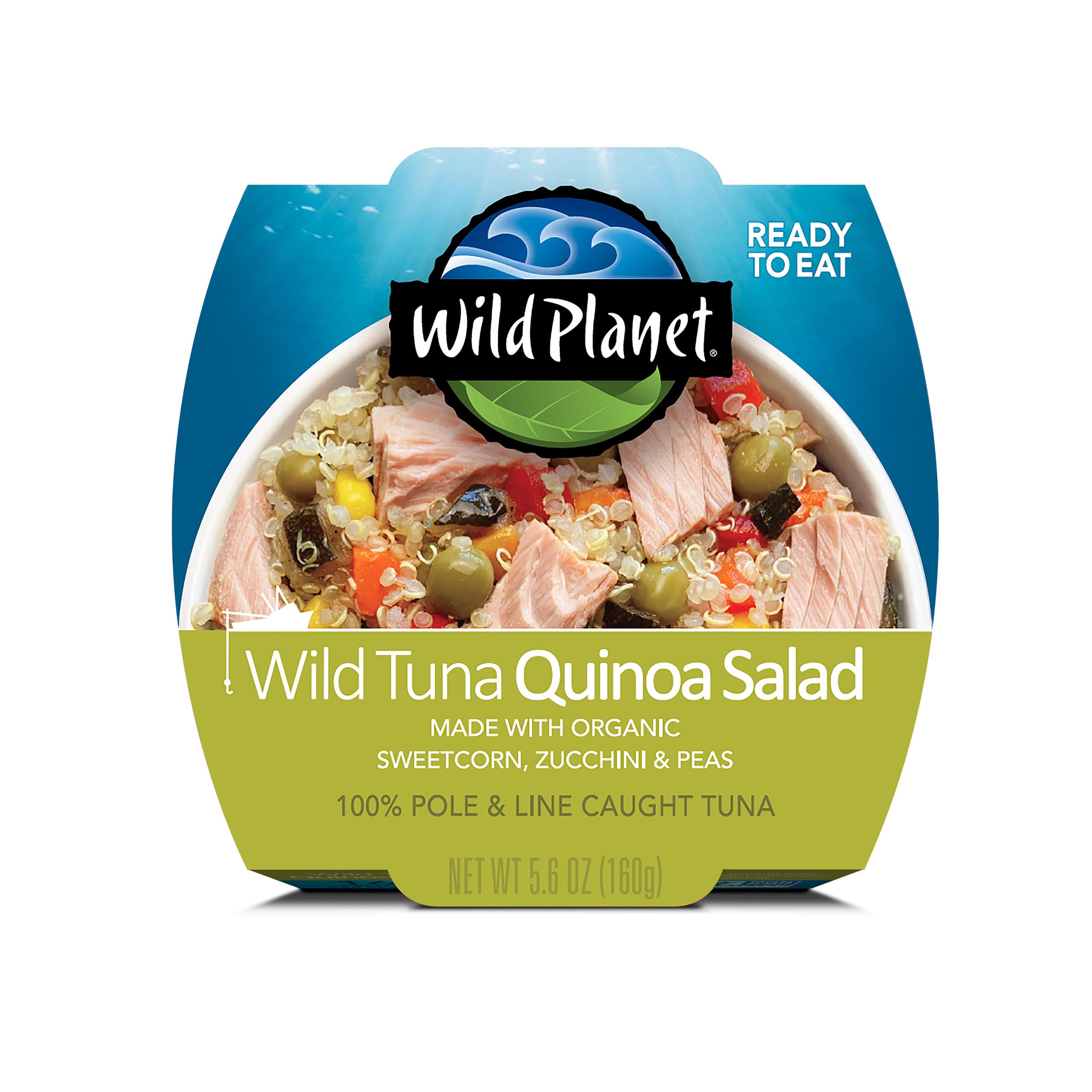 Wild Planet Ready-To-Eat Wild Tuna Quinoa Salad, 5.6 Ounce Can, Pack of 1 | Quinoa Salad with Organic Sweetcorn, Zucchini & Peas. Non-GMO, Gluten Free, Kosher, Dairy Free