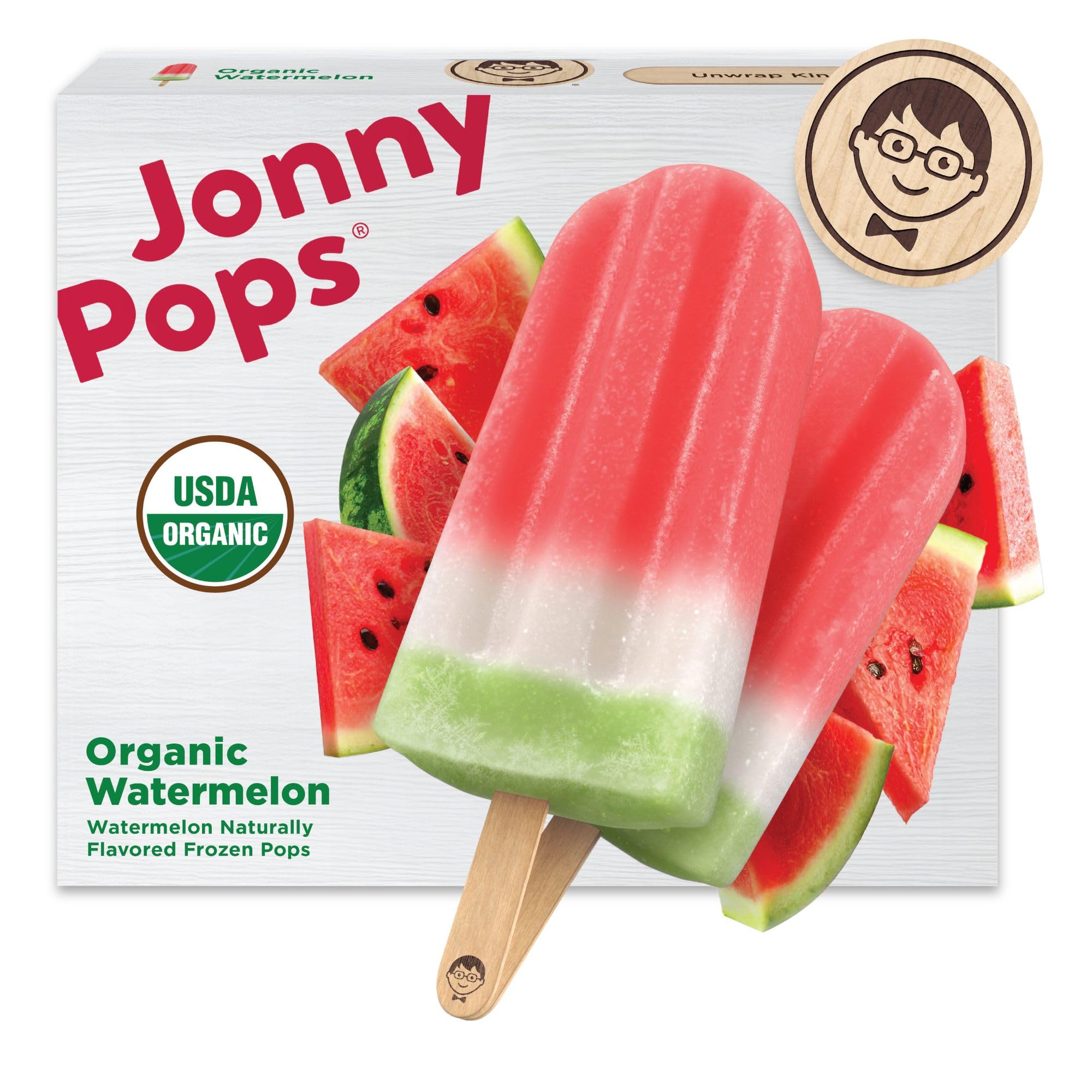 JonnyPops® Organic Watermelon Frozen Pops 8ct