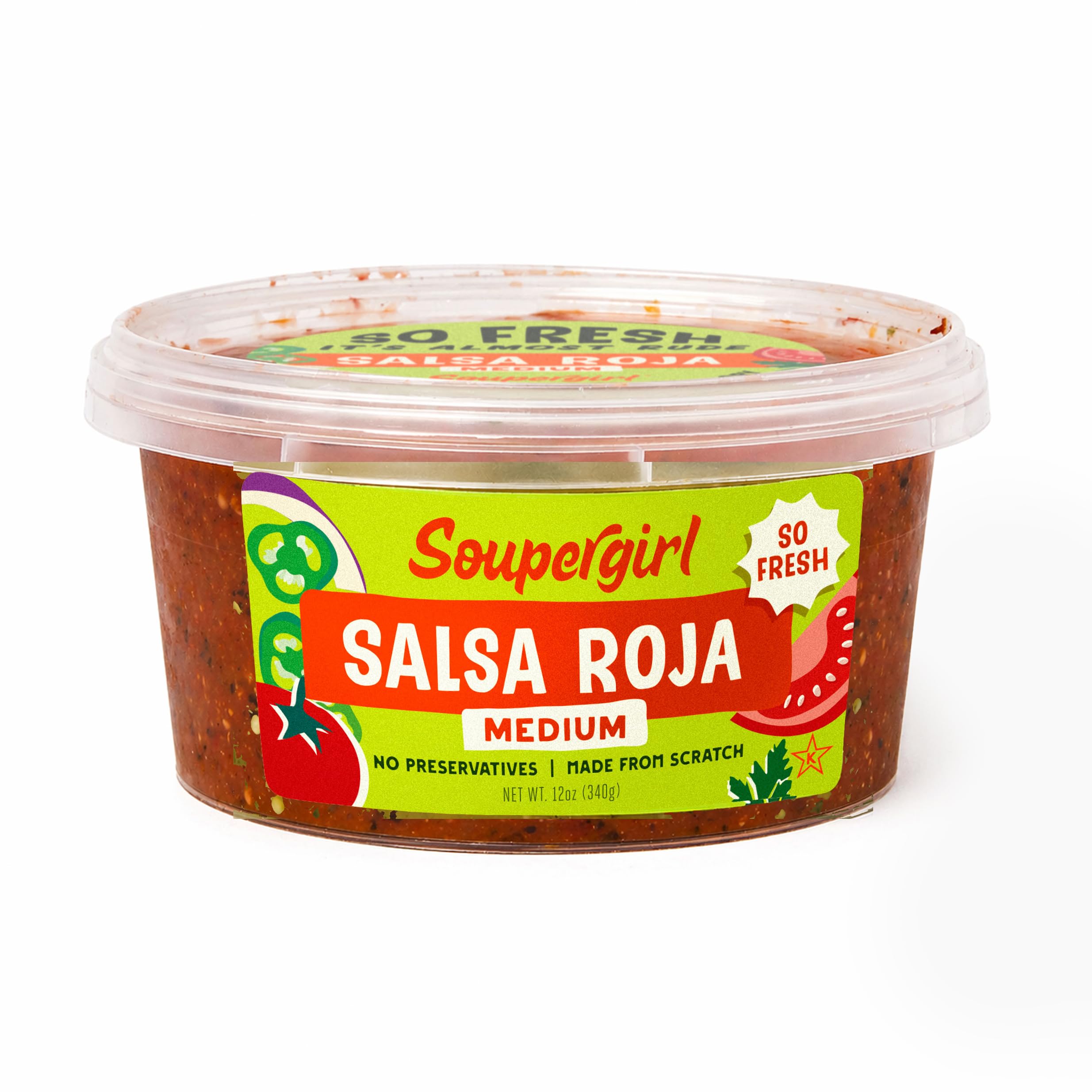 Soupergirl Salsa Roja Medium | Fresh Roasted Smoky Tomato Salsa | Kosher, Preservative-Free, Women-Owned, Fair Food Certified, 12oz