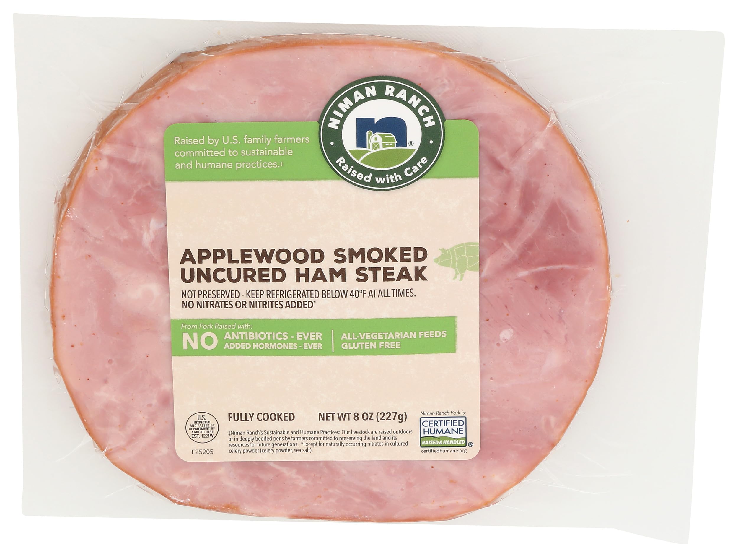 Pork Ham Steak Bnls Smoked Uncured, 8 Ounce