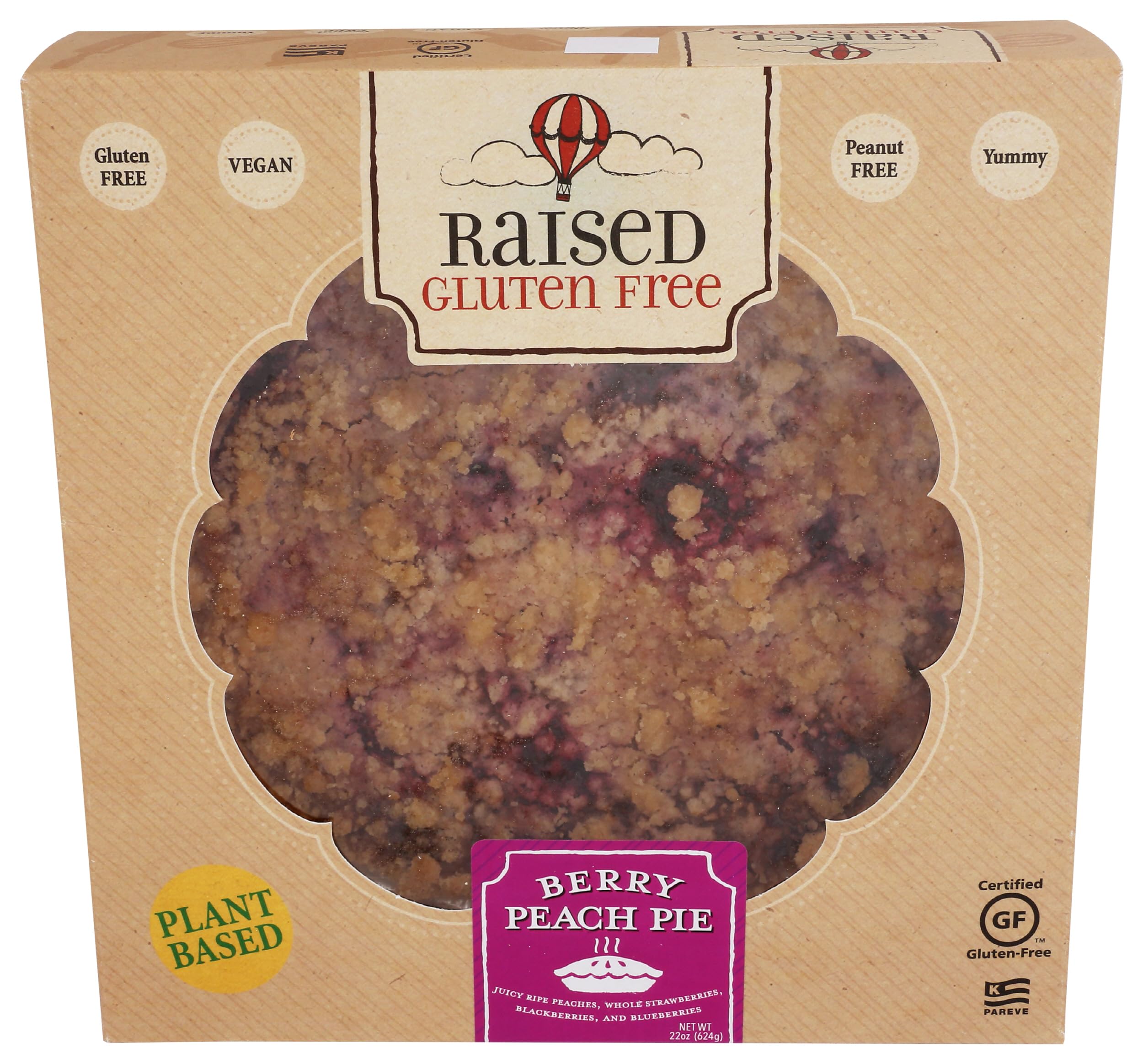 Raised Gluten Free Peach Berry Pie 9 Inch, 30 OZ