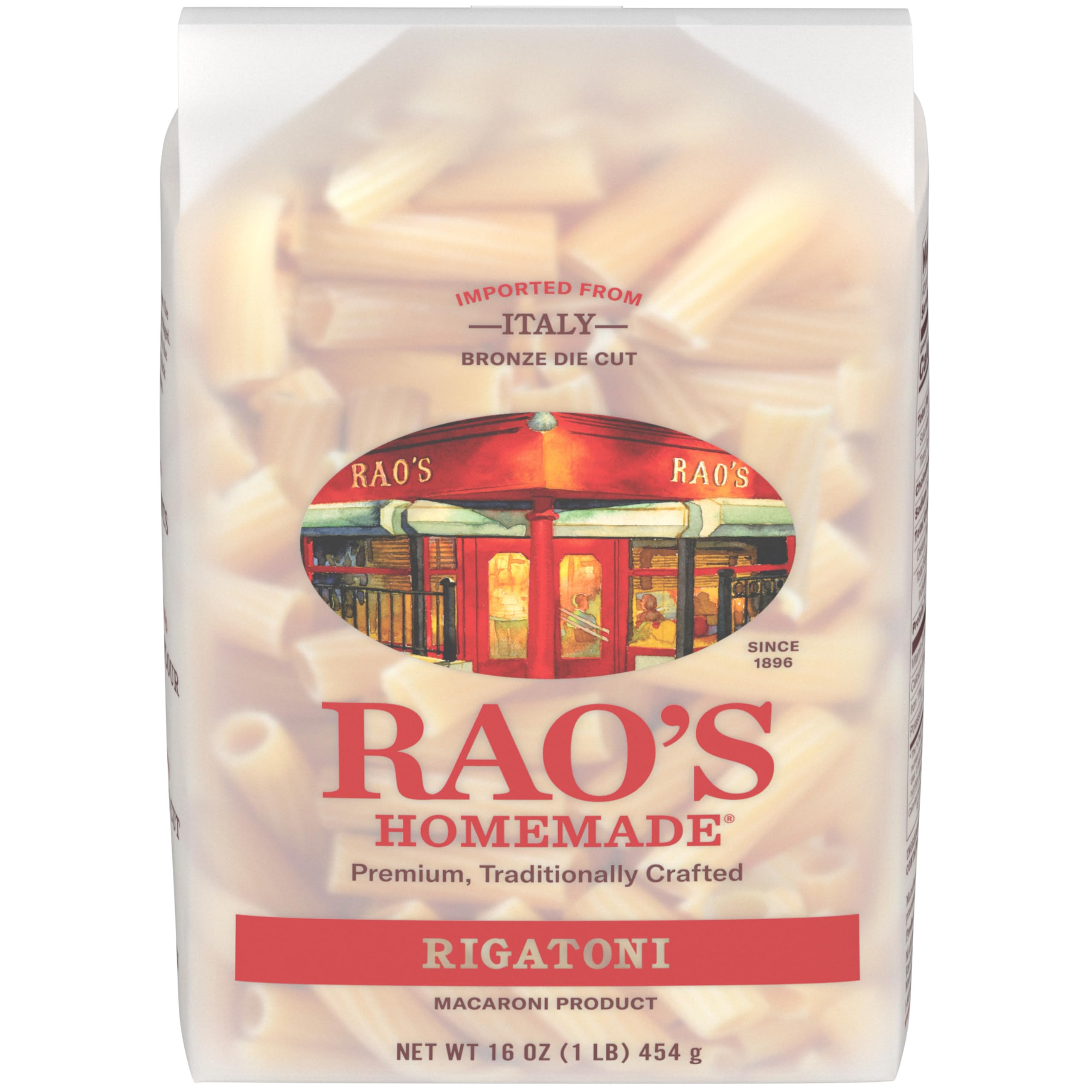 Rao's Homemade Rigatoni Pasta, 16oz, Traditionally Crafted, Premium Quality, From Durum Semolina Flour, Traditional Bronze Die Cut, Imported from Italy