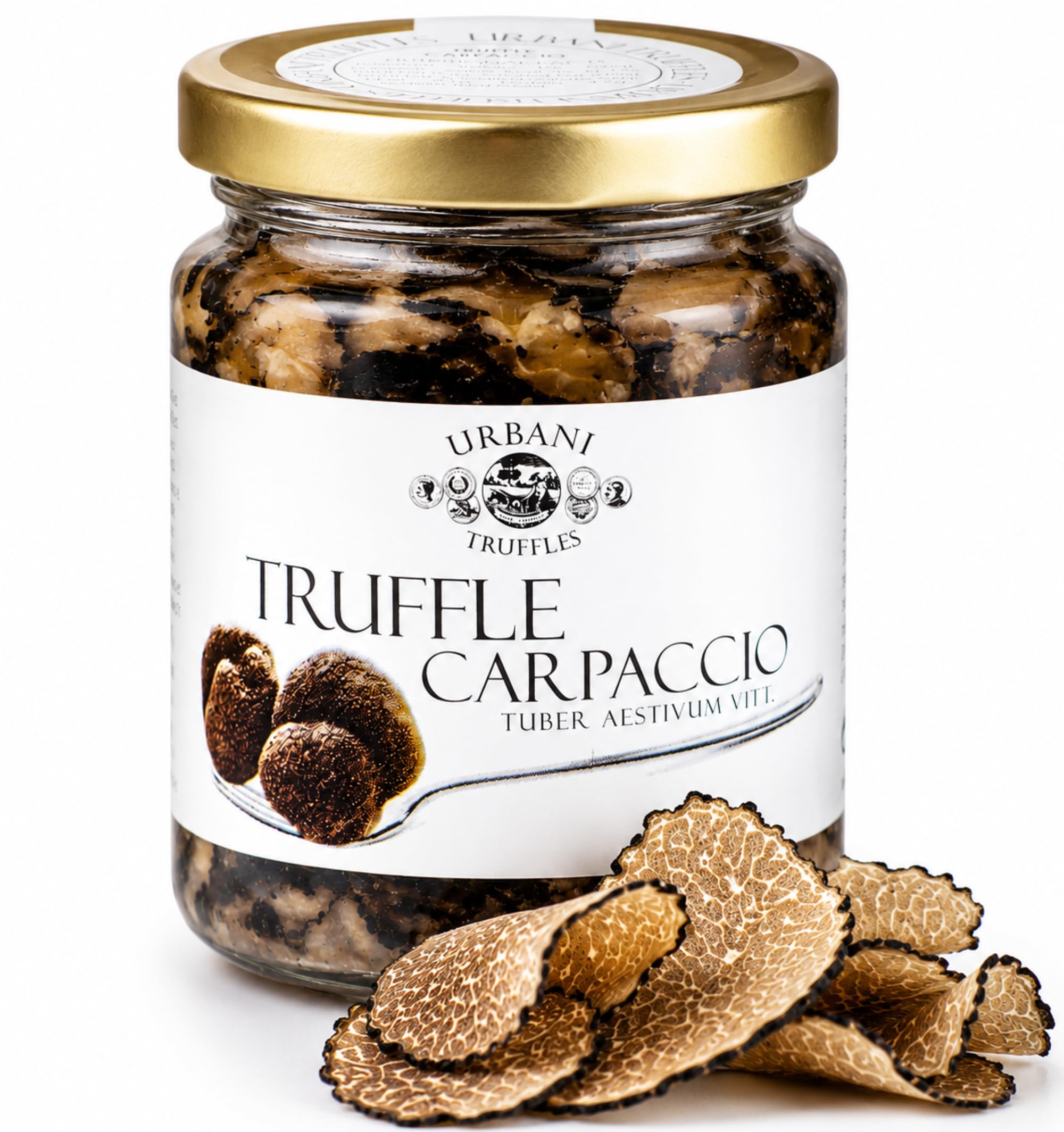 Black Truffle Carpaccio - Shaved Summer Truffle Slices, 2.6 oz, Italian | made in Italy. All-natural, no preservatives. Great in pasta, risotto, meats & sauces. Gift-ready jar.