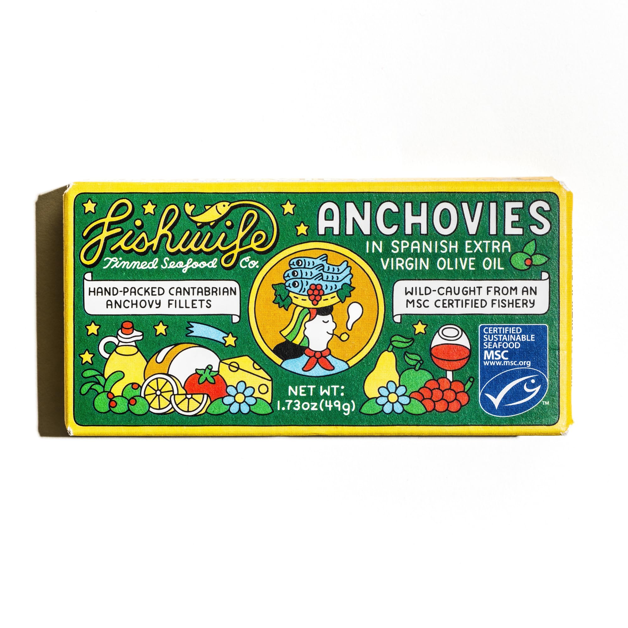 Fishwife Cantabrian Anchovies (1-Pack) | Premium Tinned Fish | MSC-Certified | High Protein, Gluten Free, Paleo Friendly, Omega-3s | Wild-Caught Anchovies from Europe's Anchovy Fishery