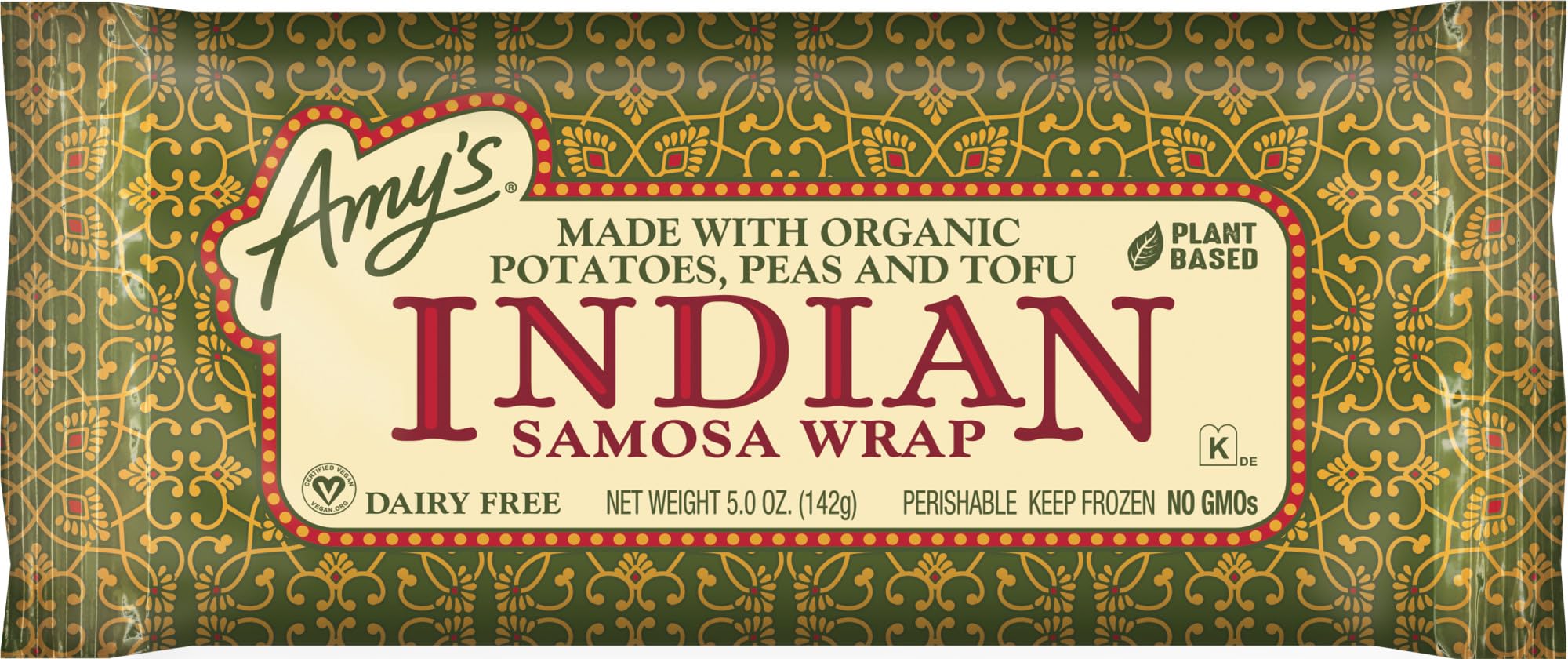 Amy's Indian Samosa Wrap with Vegetables and Tofu, 5 oz | Frozen Meals, Dairy Free