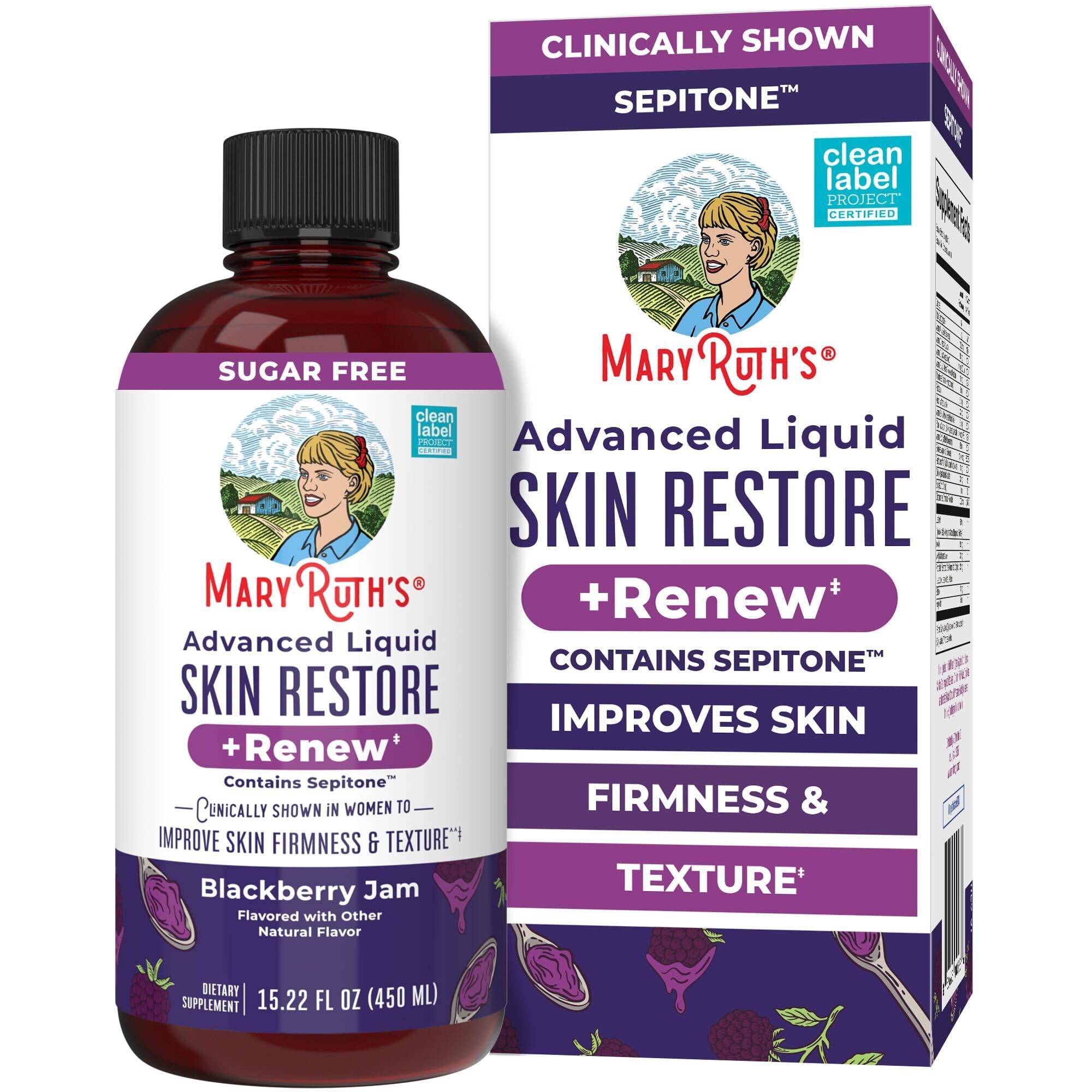 MARYRUTH'S Advanced Liquid Skin Restore + Renew, Reduce Wrinkles, 15.22oz | Clinically Shown in Women to Reduce Fine Wrinkles & Improve Firmness, With Hyaluronic Acid & Vitamin C