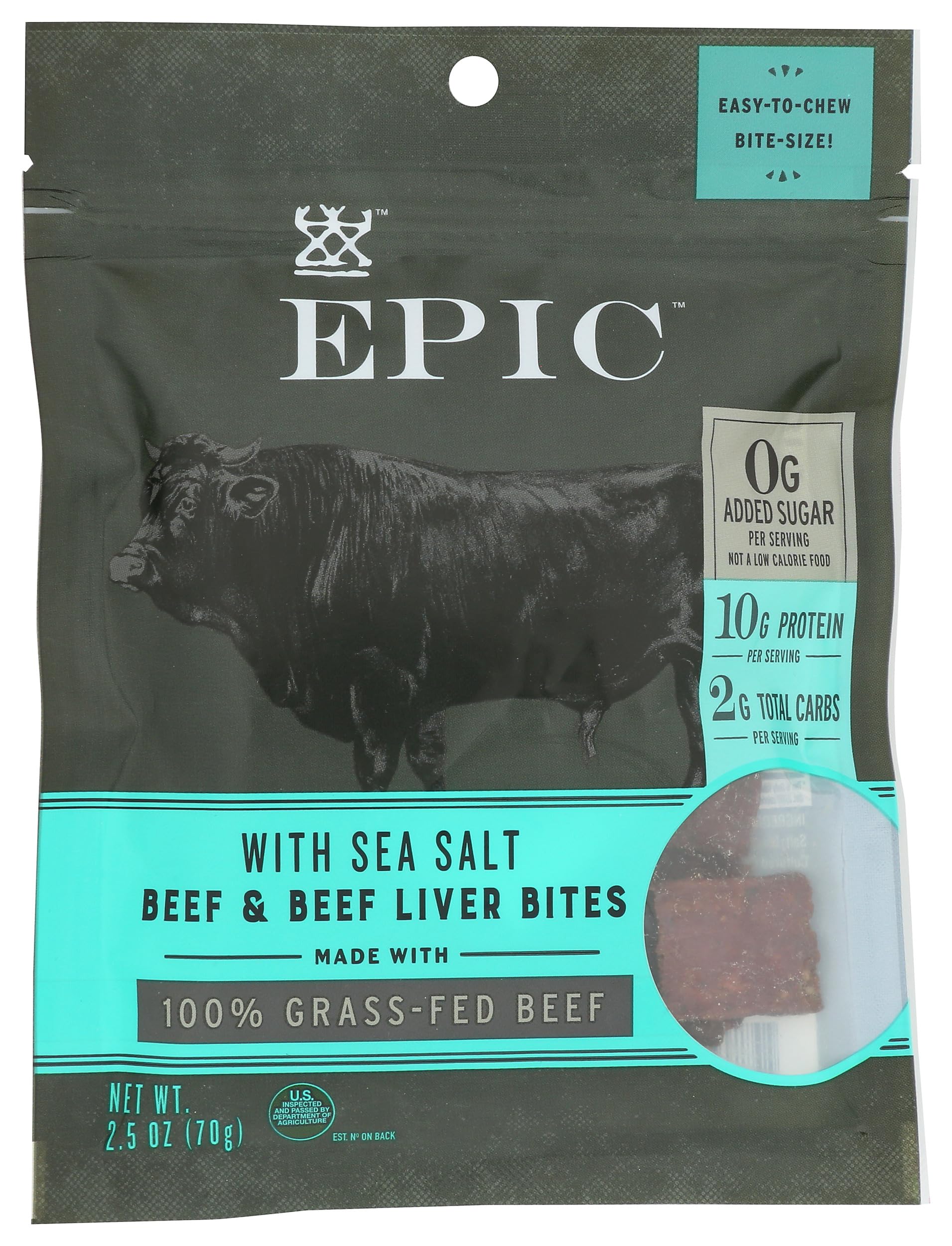 Epic Provisions, Bites Beef Liver Sea Salt, 2.5 Ounce
