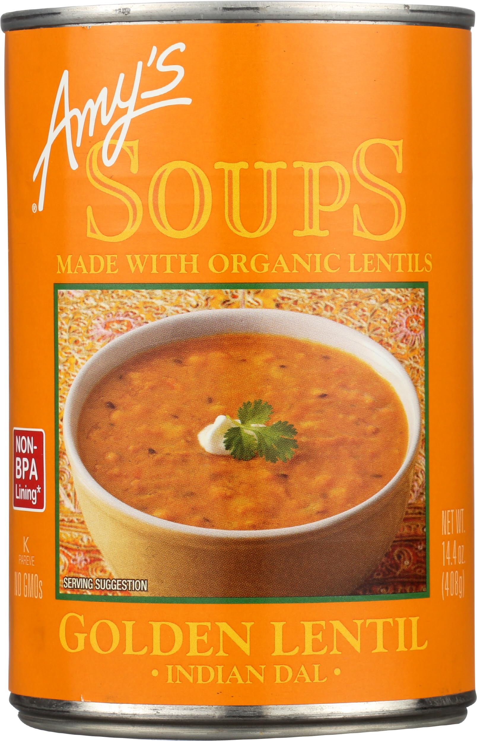 Amys, Soup Golden Lentil Indian Dal, 14.4 Ounce