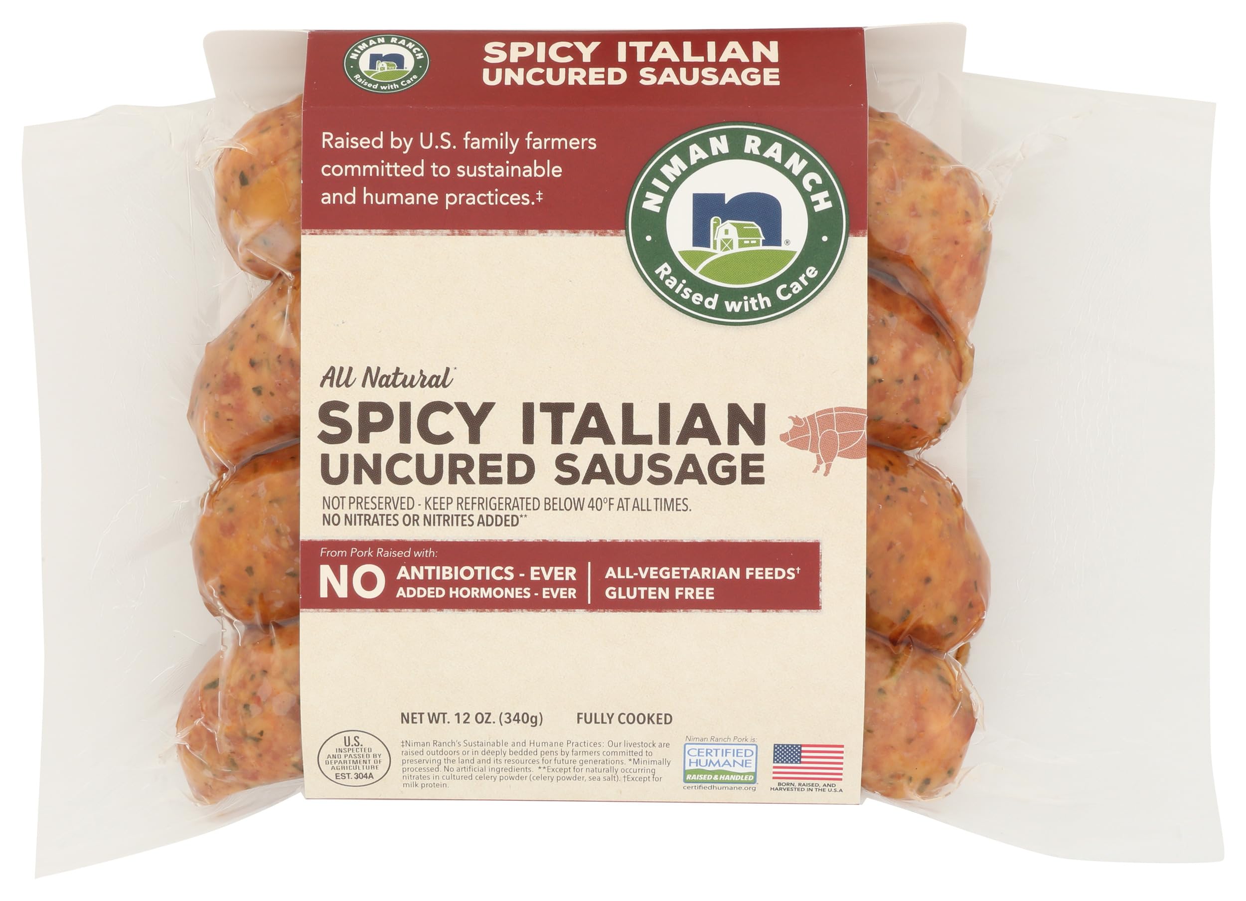 Niman Ranch Sausage Italian Spicy, 12 Ounce