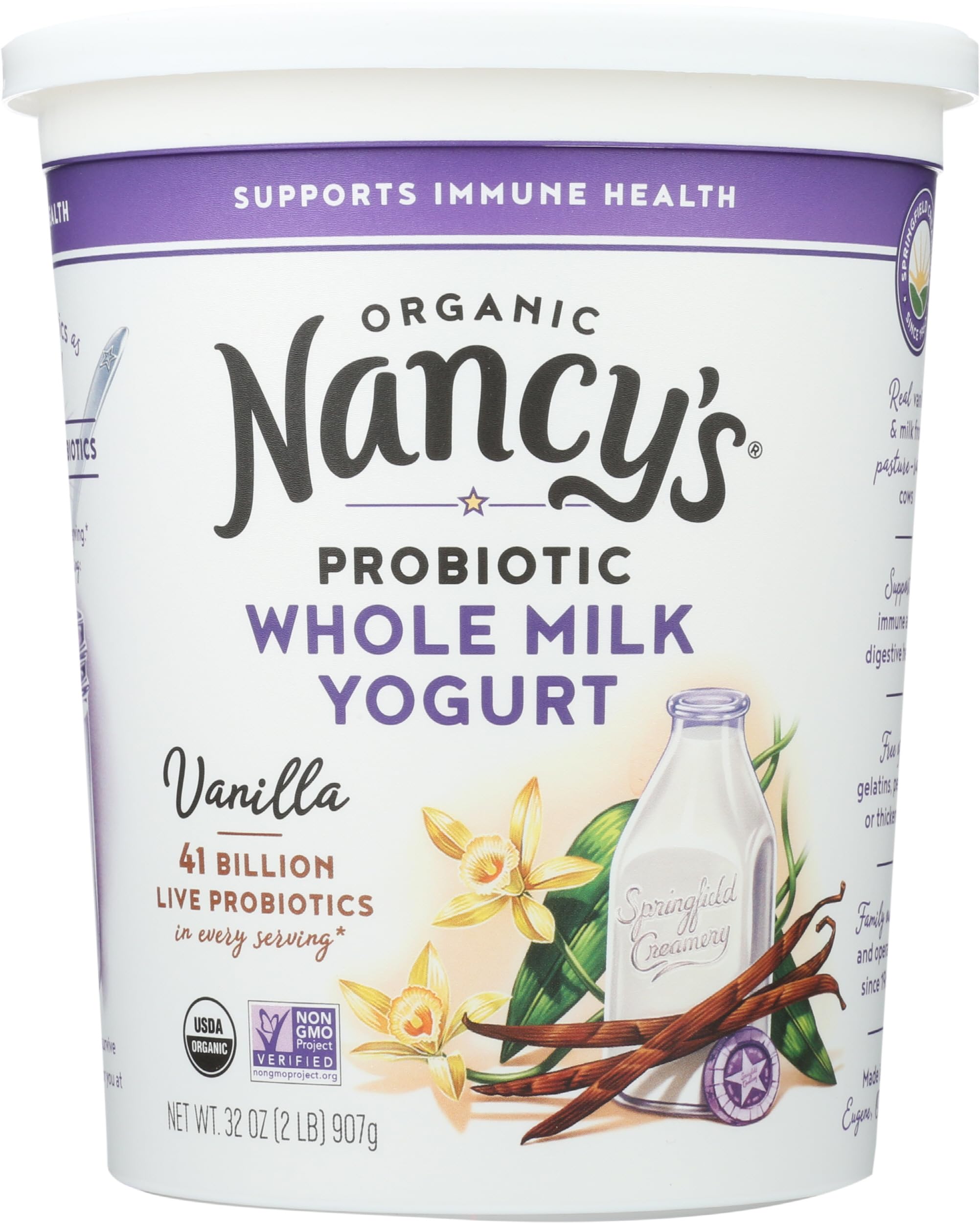 Yogurt Vanilla Whole Milk Organic, 32 Ounce