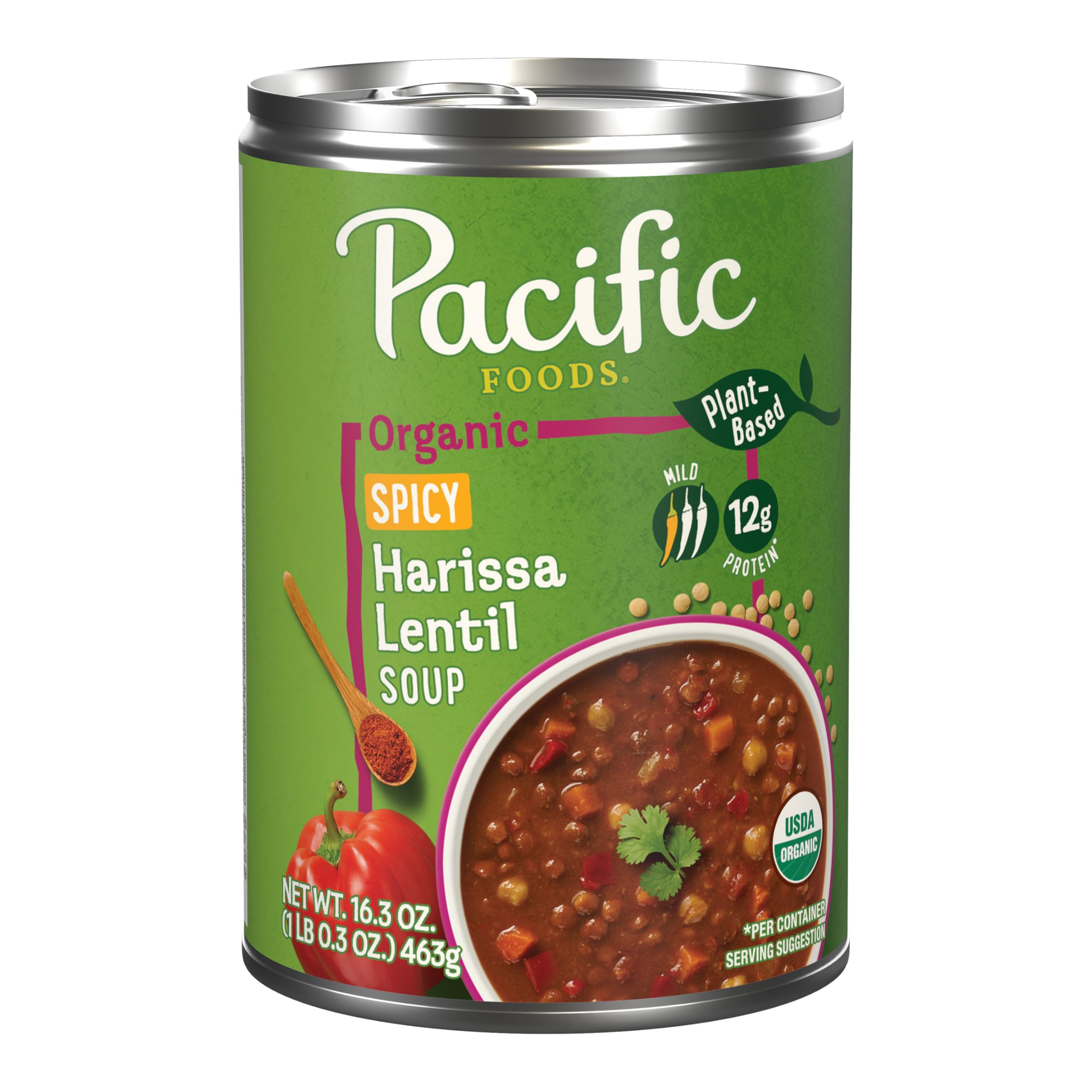 Pacific Foods Organic Spicy Harissa Lentil Soup, 16.3 OZ