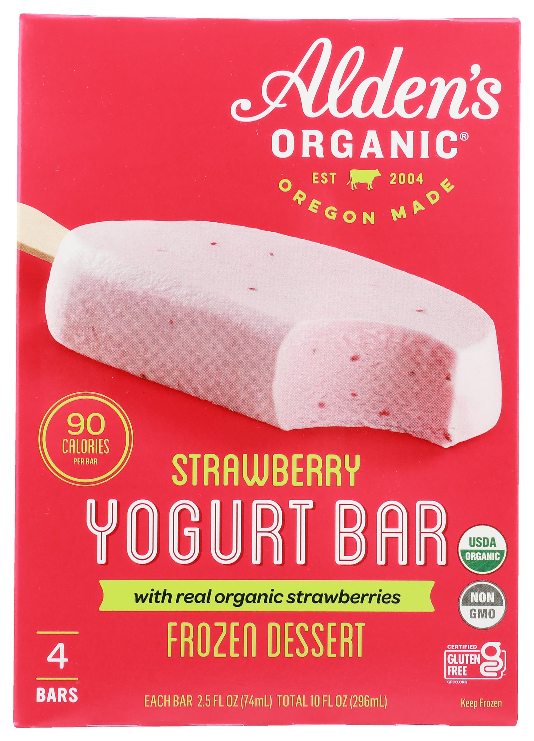 Alden's Organic Strawberry Yogurt Bars, 4 ct, 10 fl oz