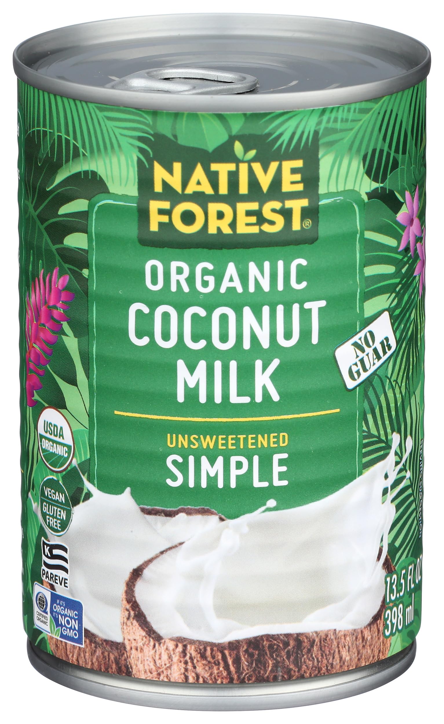 Native Forest Organic Coconut Milk Unsweetened - 13.5 Fl Oz (Pack of 1) | Unsweetened Coconut Milk Canned & Organic, Simple, Vegan, Gluten Free, Non-GMO, No Guar