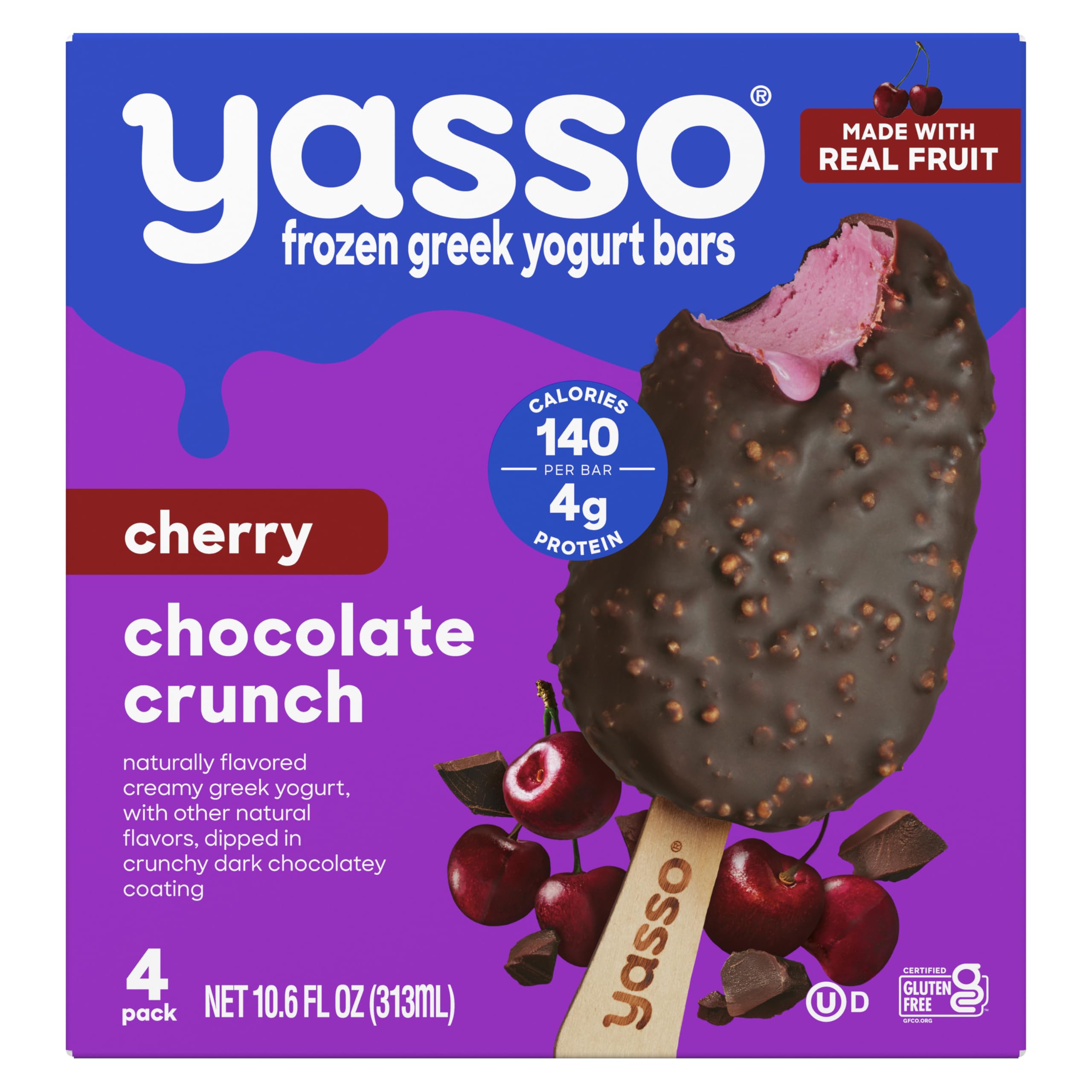 Yasso Cherry Chocolate Crunch Greek Yogurt Bars, 10.6 FZ