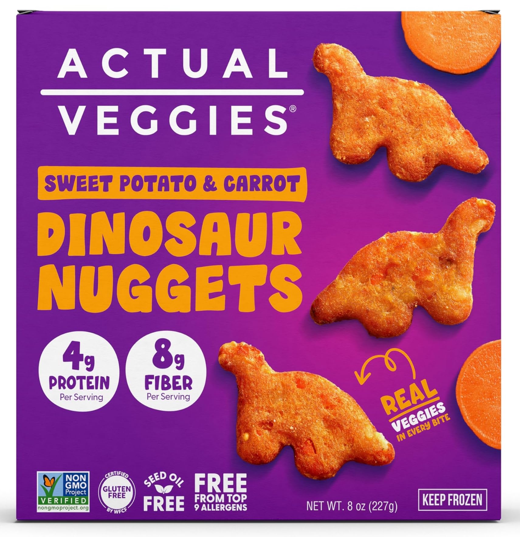 Actual Veggies Sweet Potato & Carrot Dinosaur Nuggets, 8 Oz