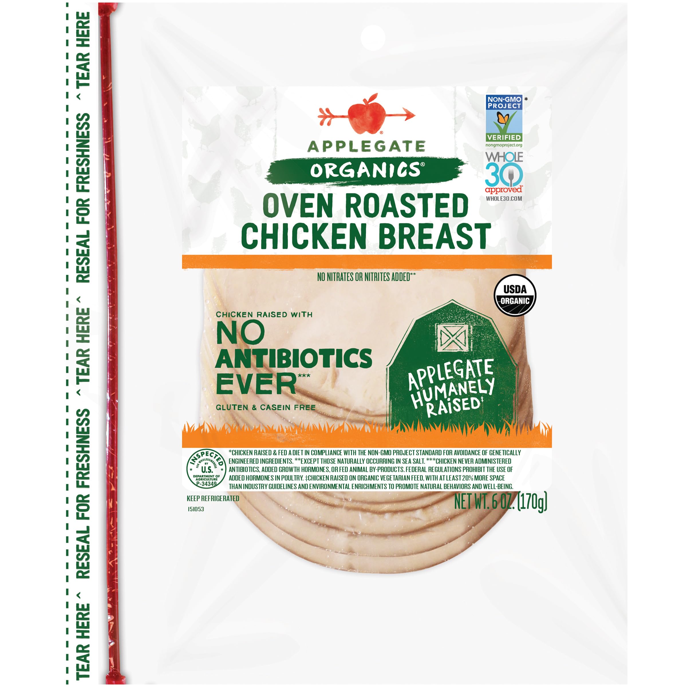 Organic Oven Roasted Chicken Breast Sliced, 6oz