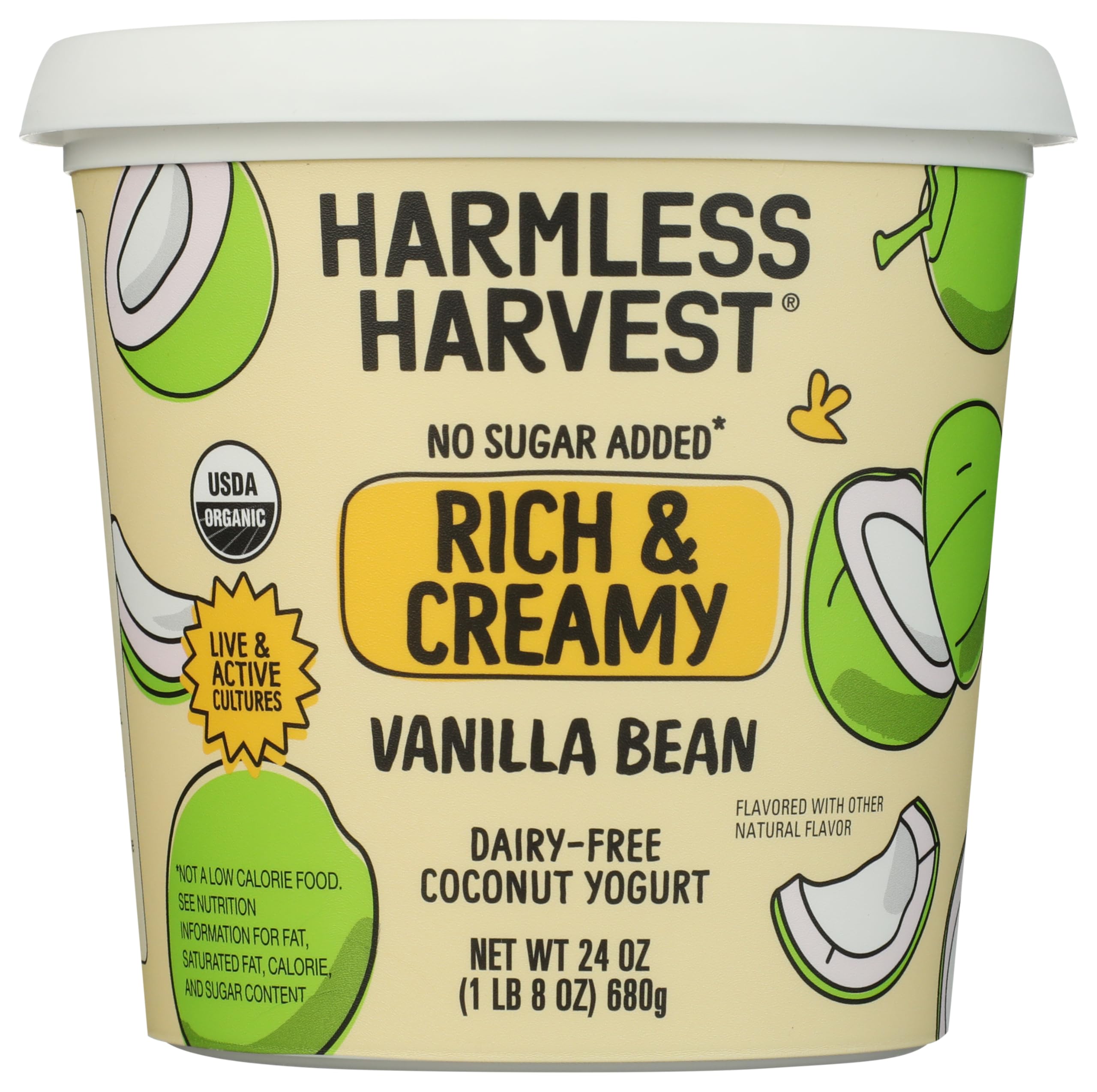 Harmless Harvest Organic Unsweetened Vanilla Rich & Creamy Coconut Yogurt, 24 OZ