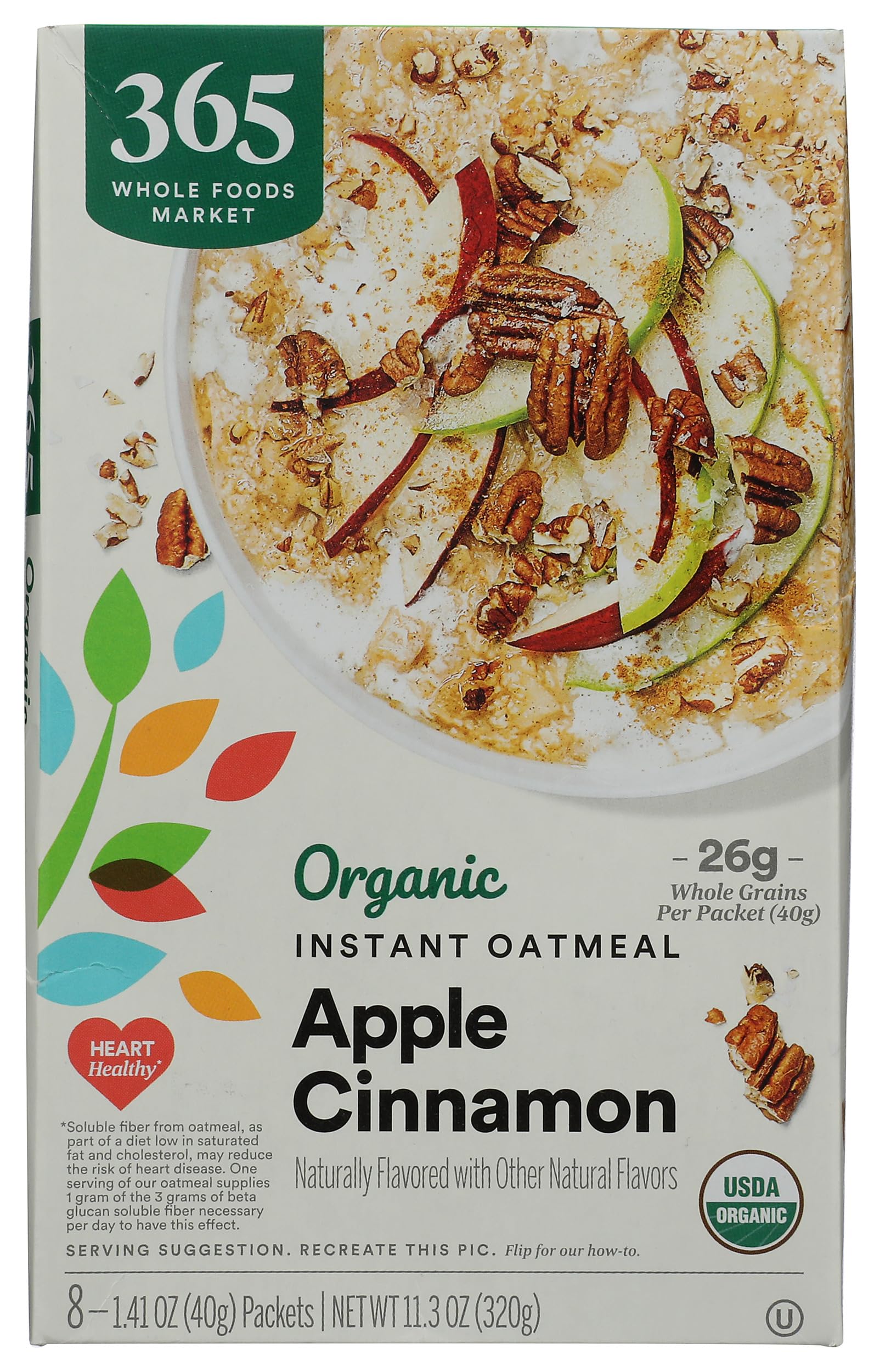 Organic Instant Oatmeal, Apple Cinnamon, 1.41 Ounce Packets (Pack of 8)