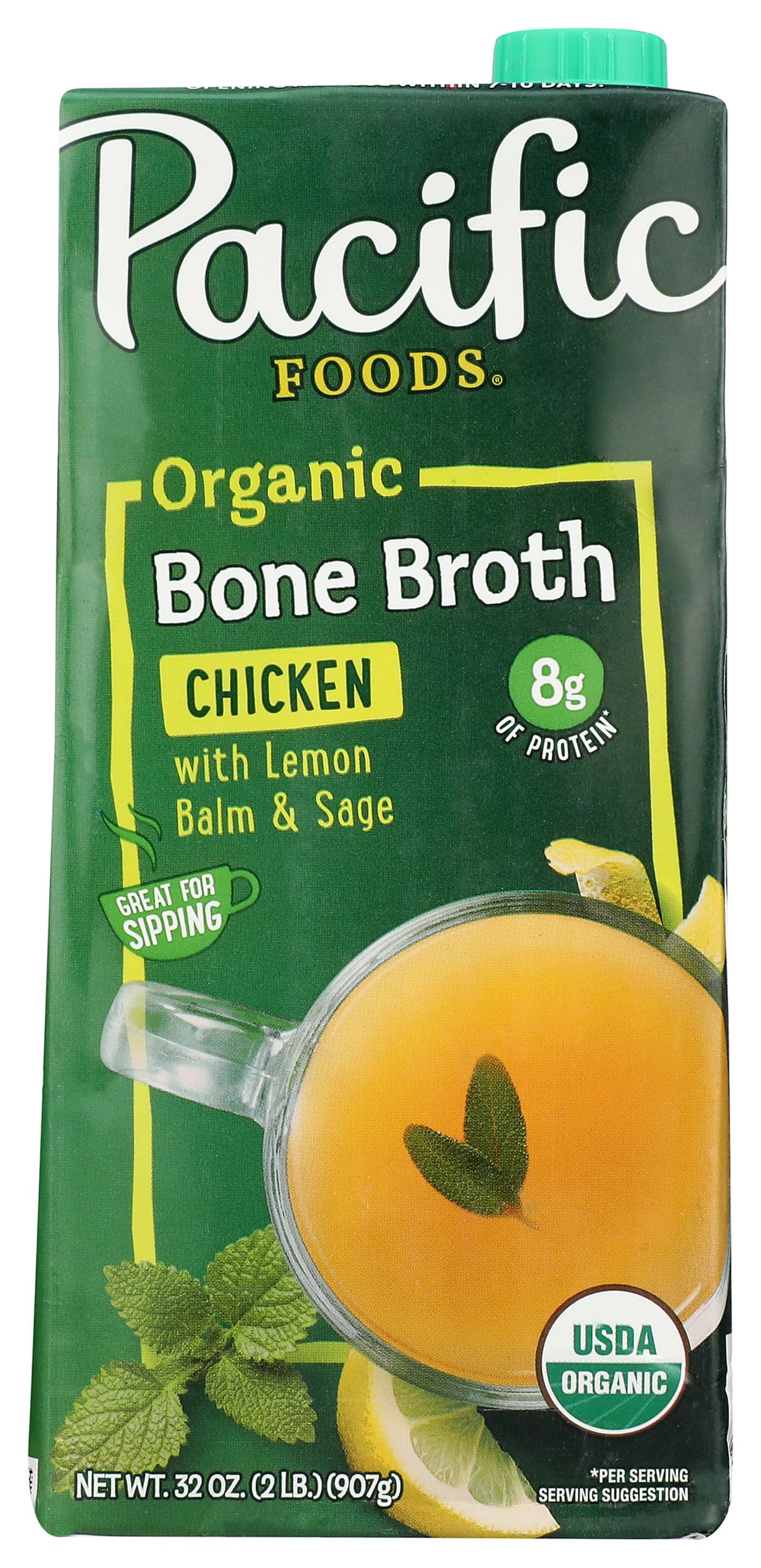 Broth Bone Chciken Lemon Balm Sage Organic, 32 Ounce
