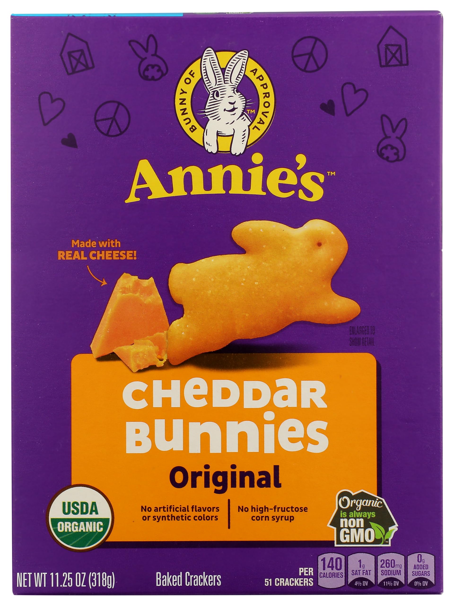 Annie's Organic Cheddar Bunnies Original Baked Snack Crackers, 11.25 oz | Made with Real Cheese, USDA Organic and Non-GMO, No Artificial Flavors or High-Fructose Corn Syrup