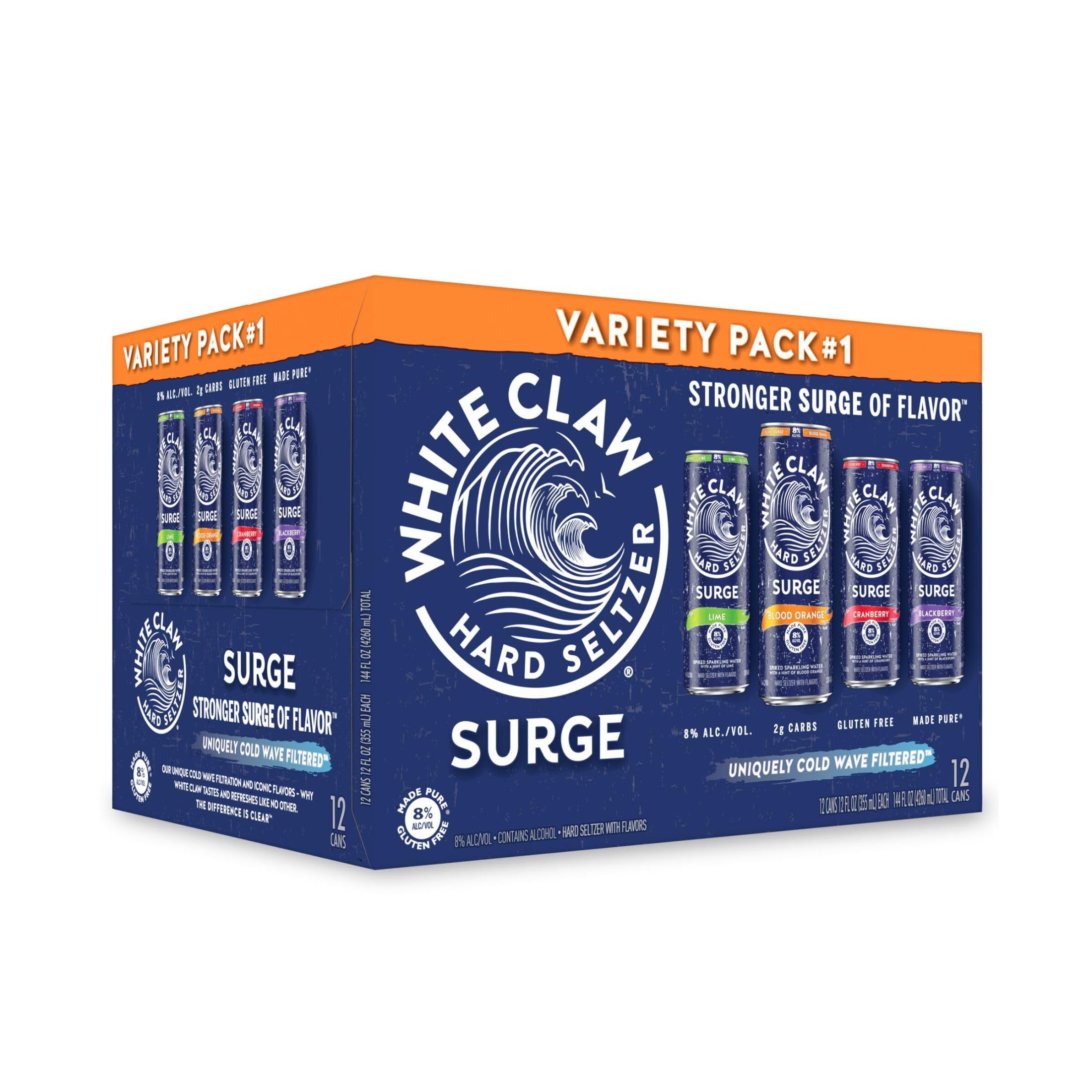 White Claw Hard Seltzer Surge Variety Pack #1, 12pk, 12 Fl Oz Cans