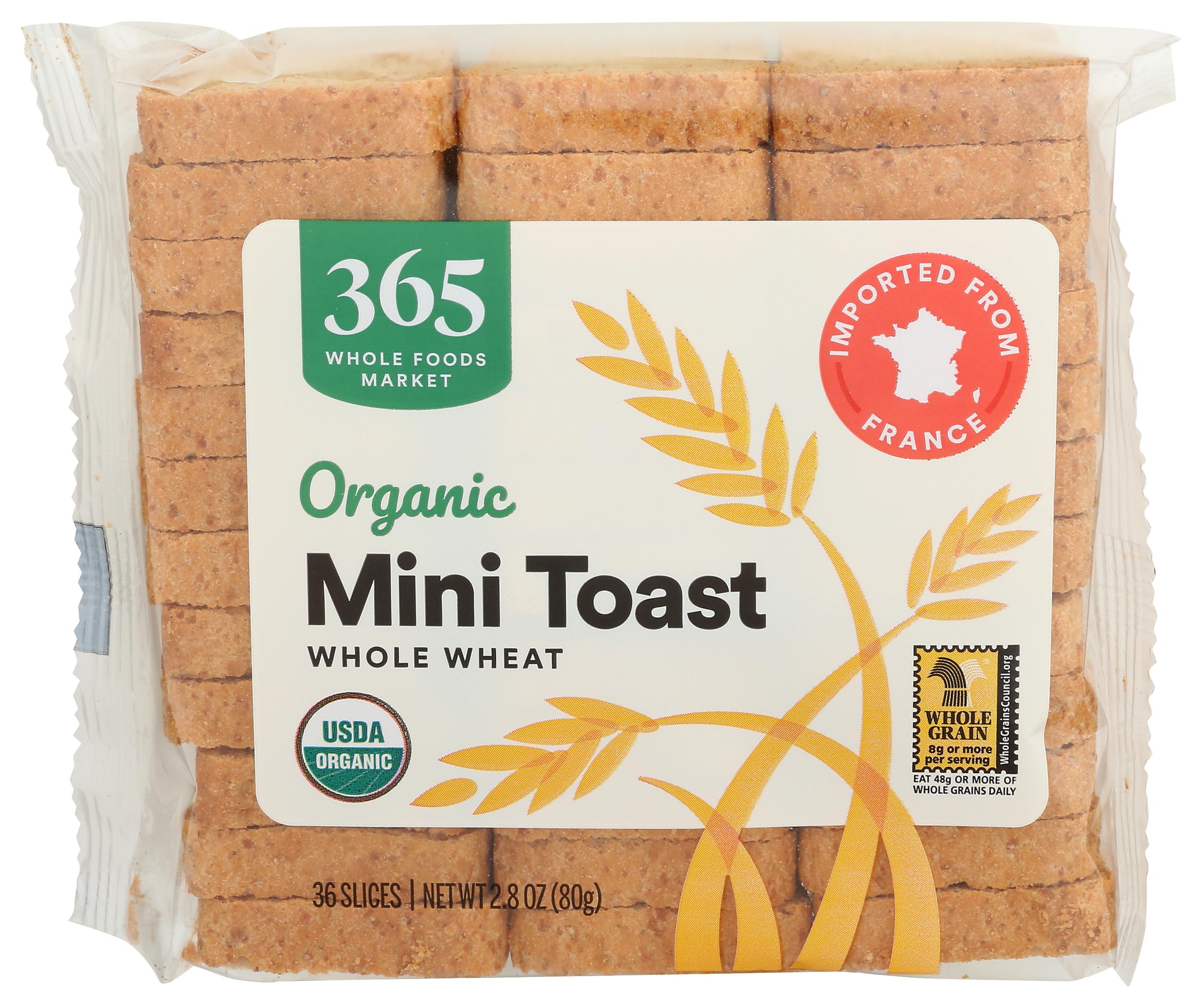 Organic Whole Wheat Mini Toast, Vegan, 2.8 Ounce