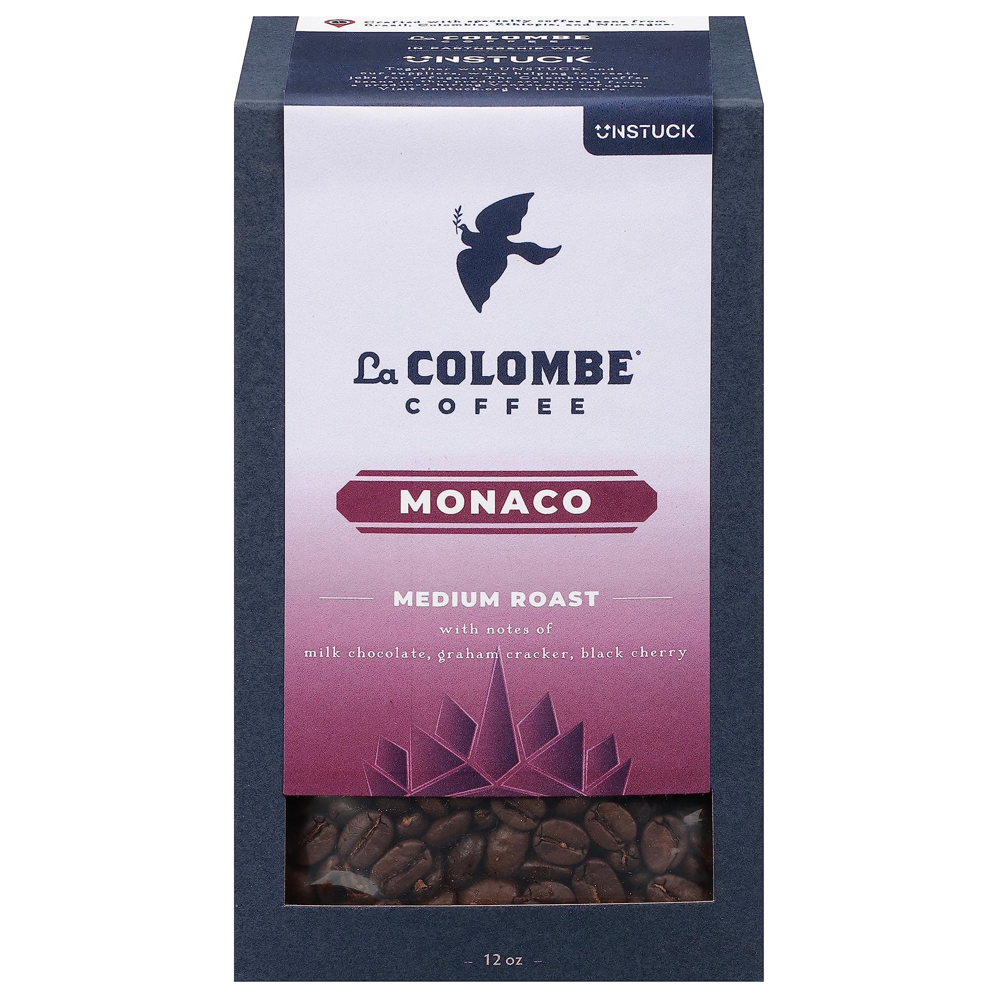 La Colombe Monaco Medium Roast Whole Bean Coffee - 12 Ounce (Pack of 1) | Notes of Milk Chocolate, Graham Cracker, Black Cherry