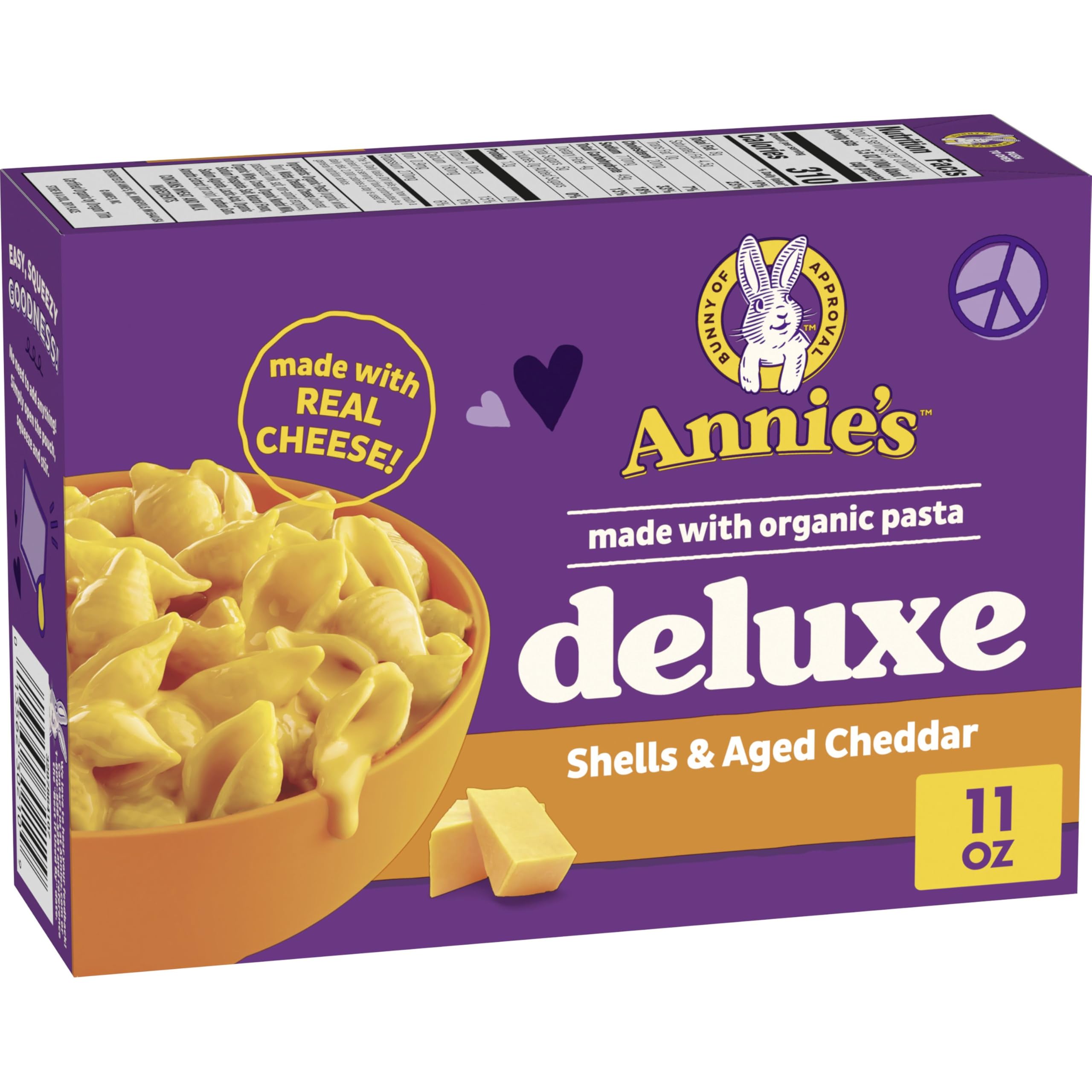 Annie's Homegrown Creamy Deluxe Shells & Real Aged Cheddar Sauce Macaroni, 11 oz, Packaging may vary