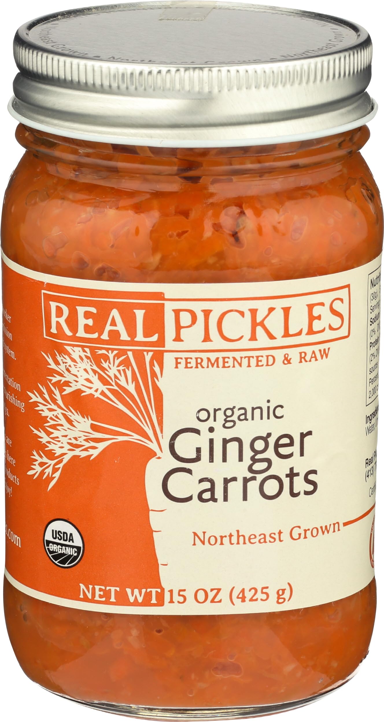 Real Pickles Carrots Ginger Organic, 15 Ounce