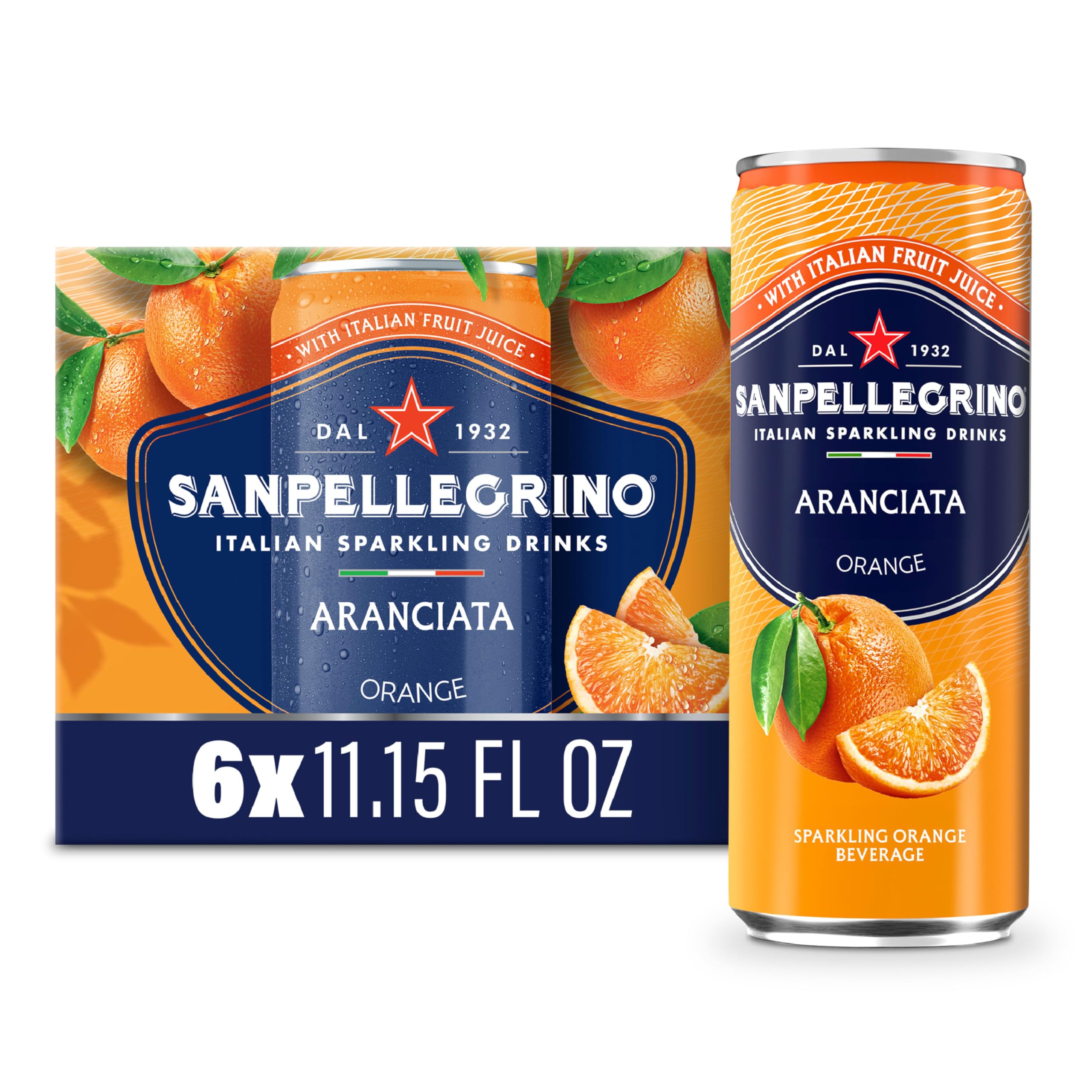Sanpellegrino Italian Sparkling Drinks Aranciata, Orange Beverage, 6 Pack | Rooted in Italian heritage, this Italian soda is made with real fruit juice for an authentic, refreshing taste.