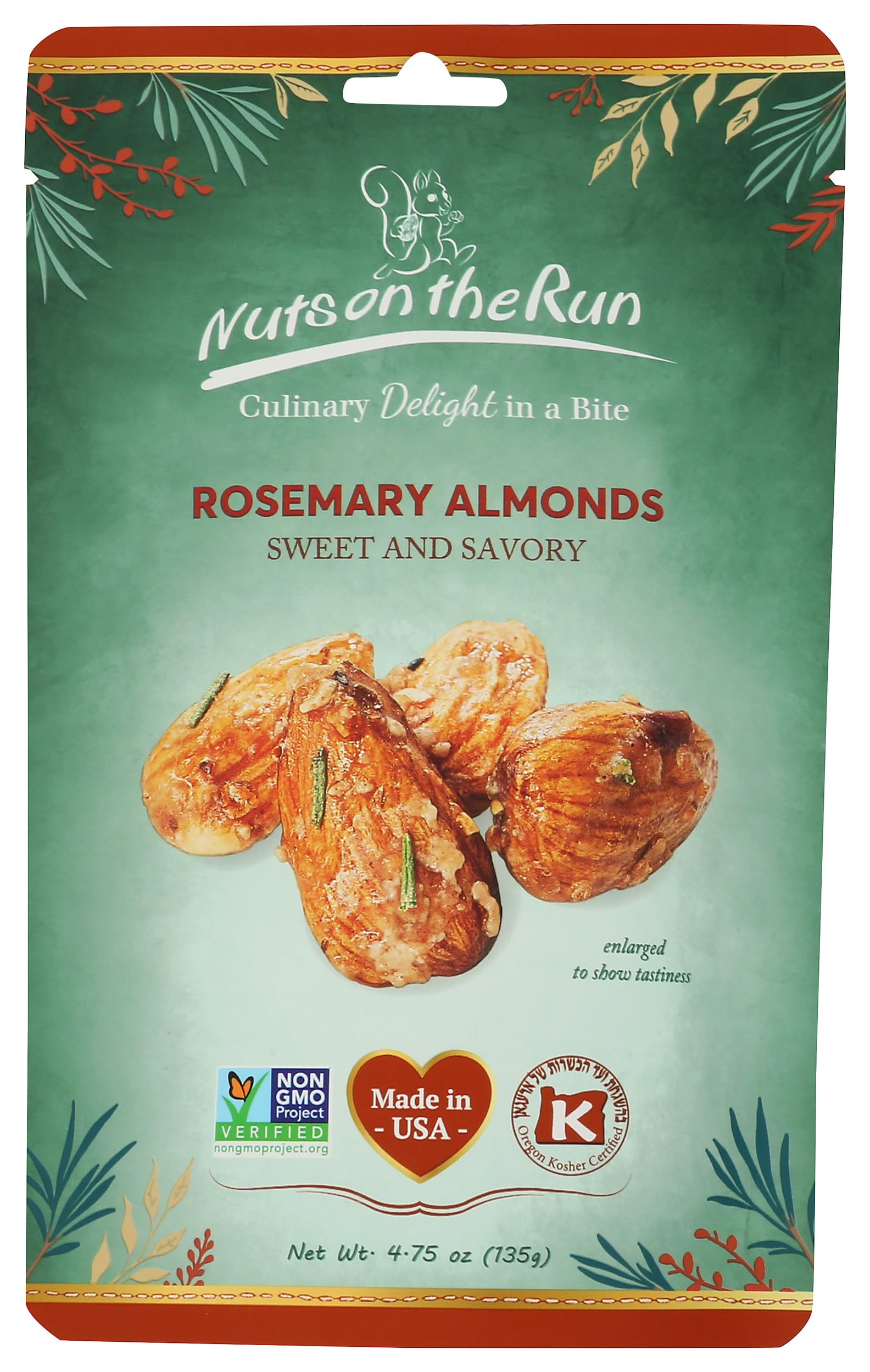 Nuts On The Run, Almond Rosemary Pouch Cone, 4.75 Ounce