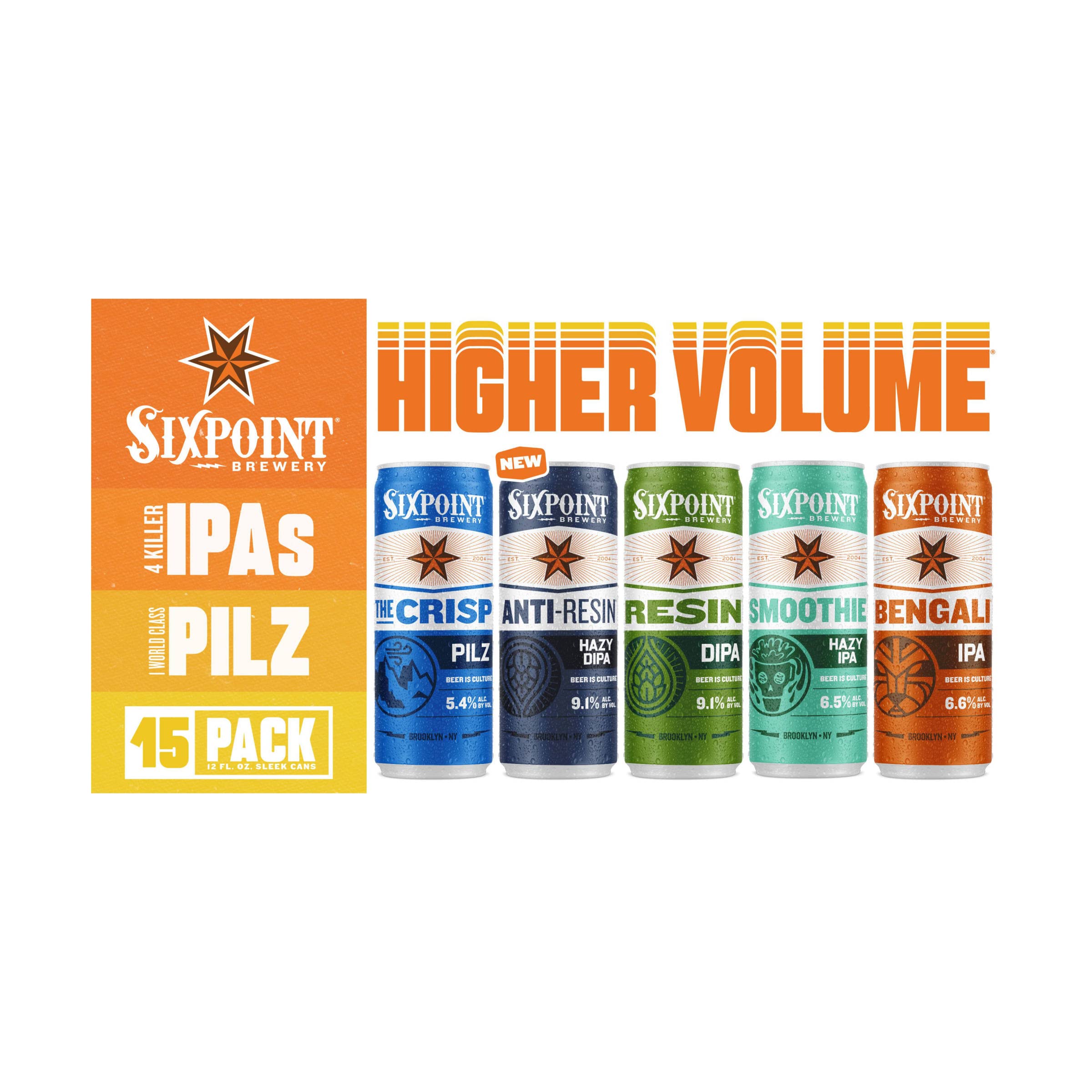 Sixpoint Higher Volume Variety Pack, 15pk, 12 Fl Oz Cans