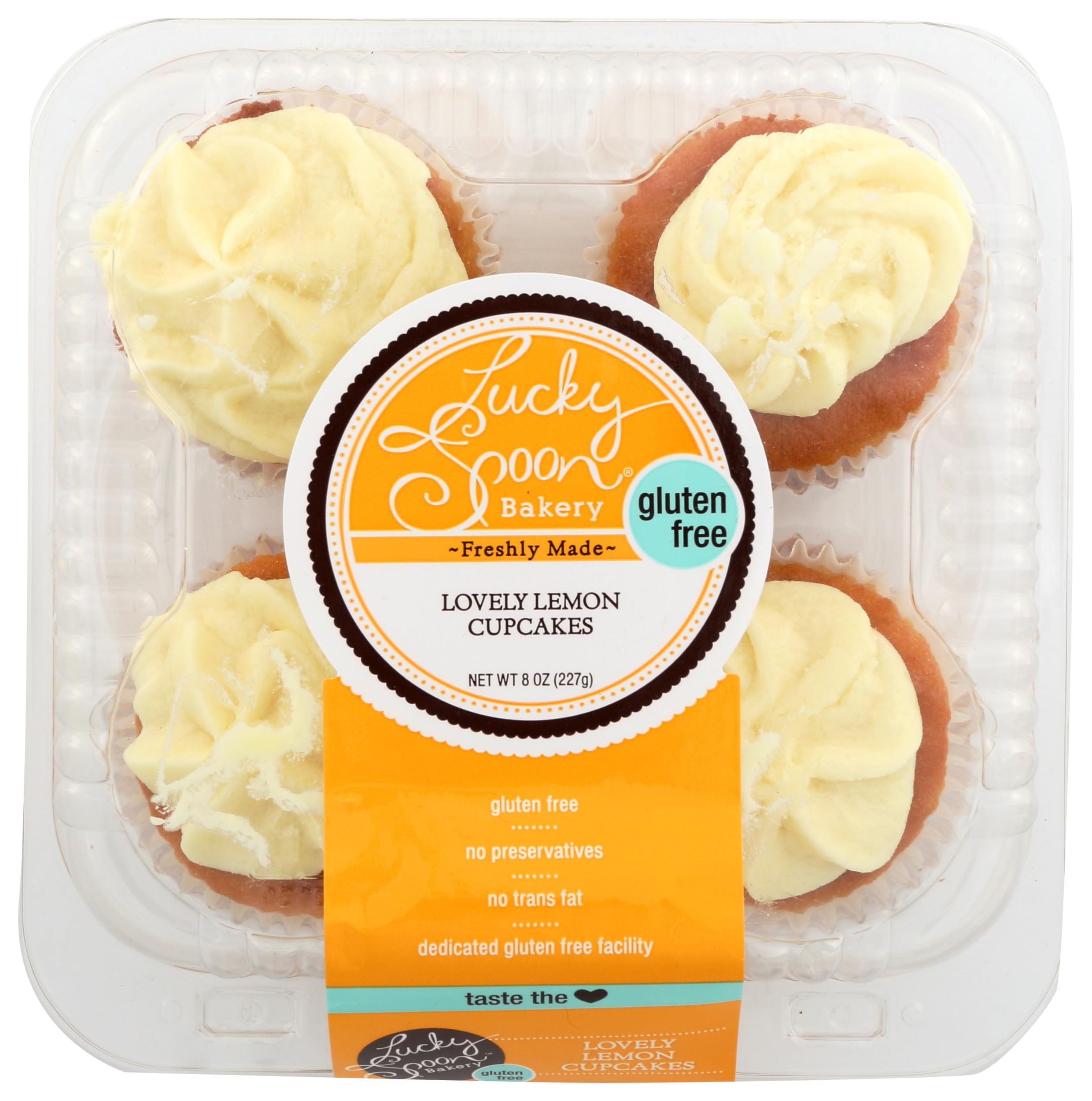Lucky Spoon Bakery Gluten Free Lovely Lemon Cupcake 4 Count, 8 OZ