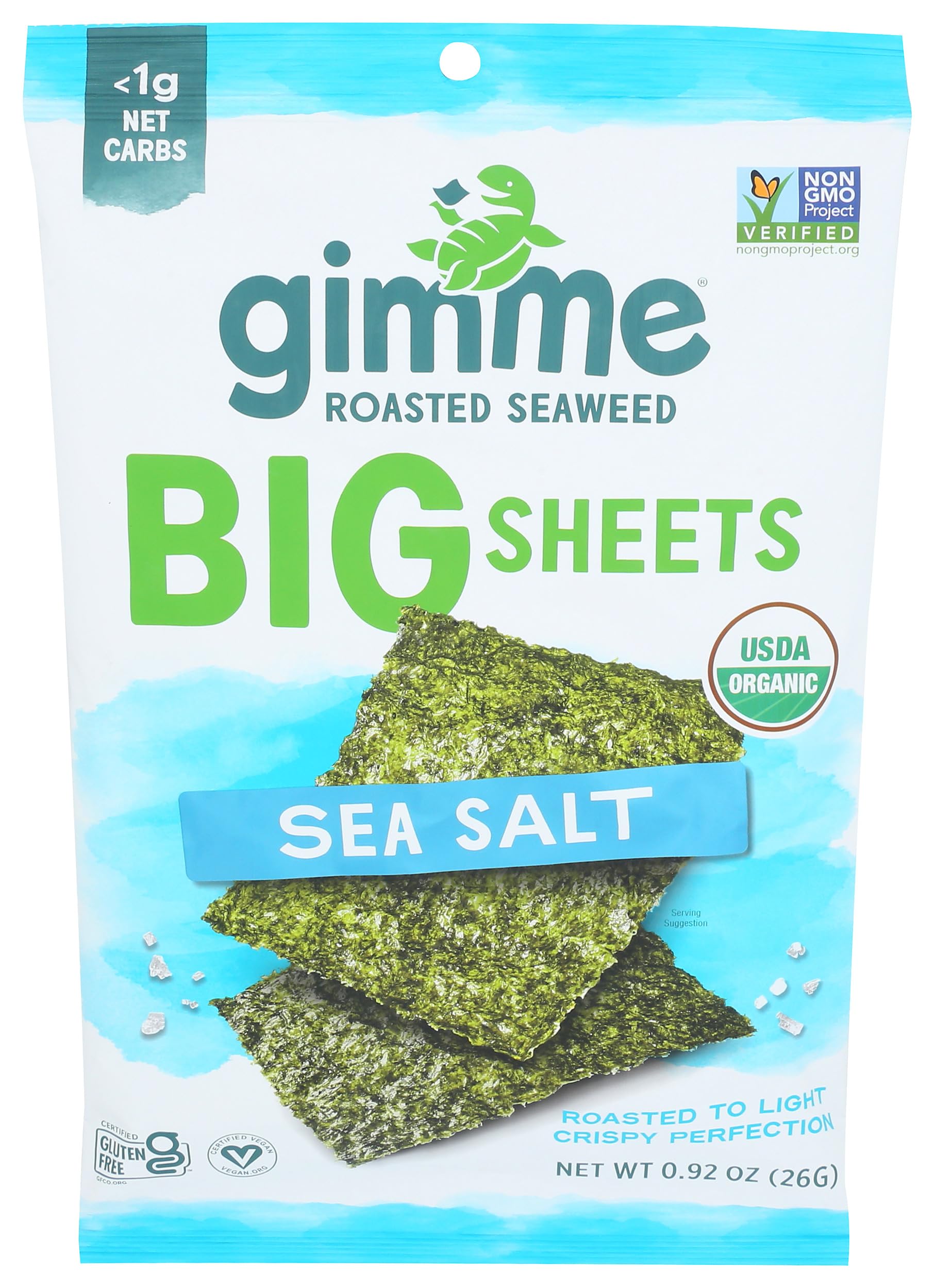 Gimme Health Foods, Seaweed Snack Sea Salt Sheet Organic, 0.92 Ounce