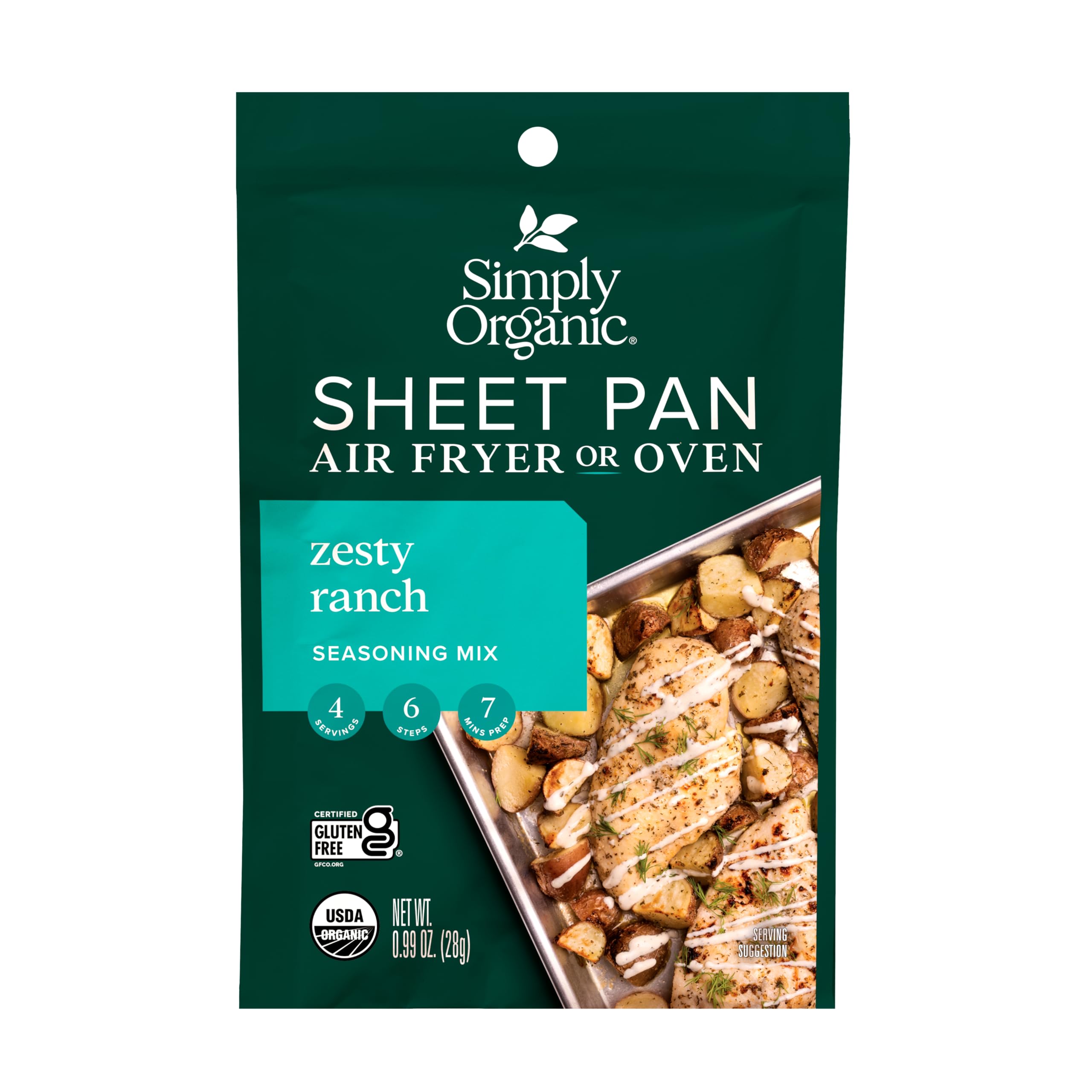 Simply Organic Sheet Pan Seasoning, Zesty Ranch, 0.99 Ounce (Pack of 12)
