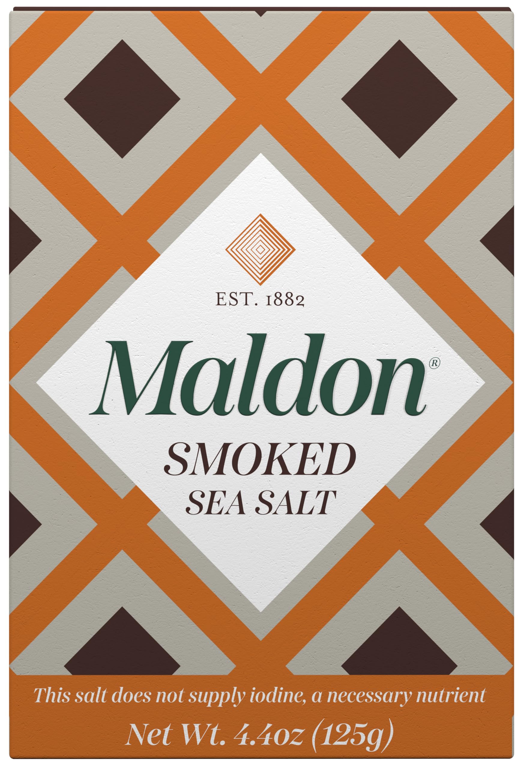 Maldon - Smoked Sea Salt Flakes, 4.4 oz (125 g) - Unique Pyramid Shaped Salt Flakes - Gently Smoked Over Oak - Perfect for a Wide Range of Dishes, Hand-Harvested for Four Generations