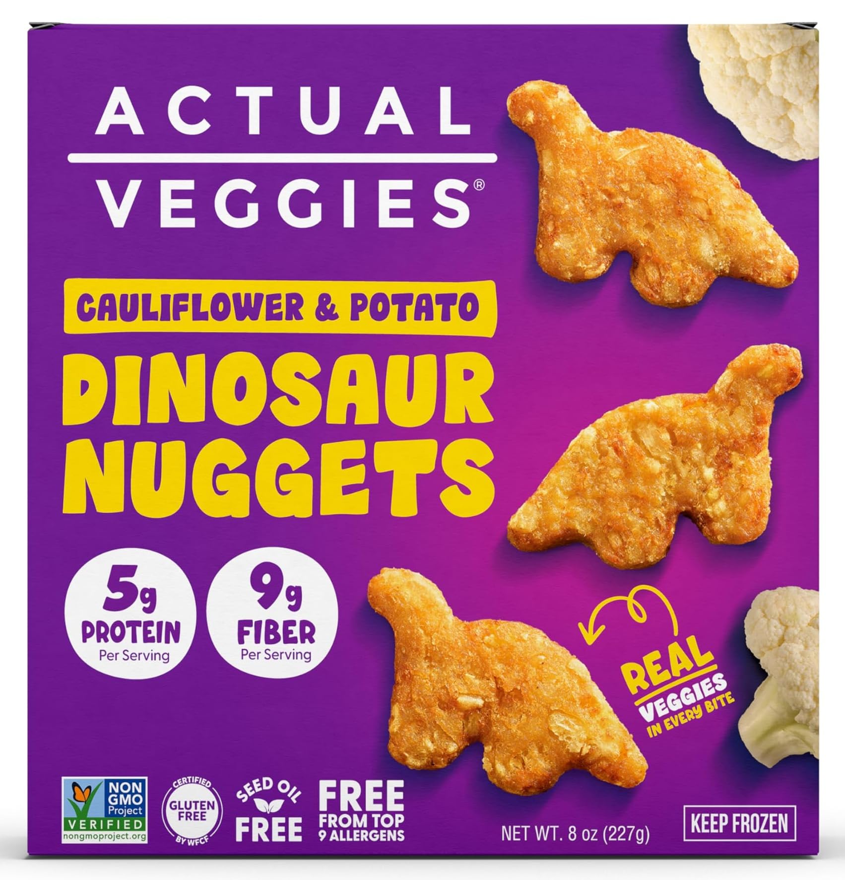 Actual Veggies Cauliflower & Potato Dinosaur Nuggets, 8 Oz