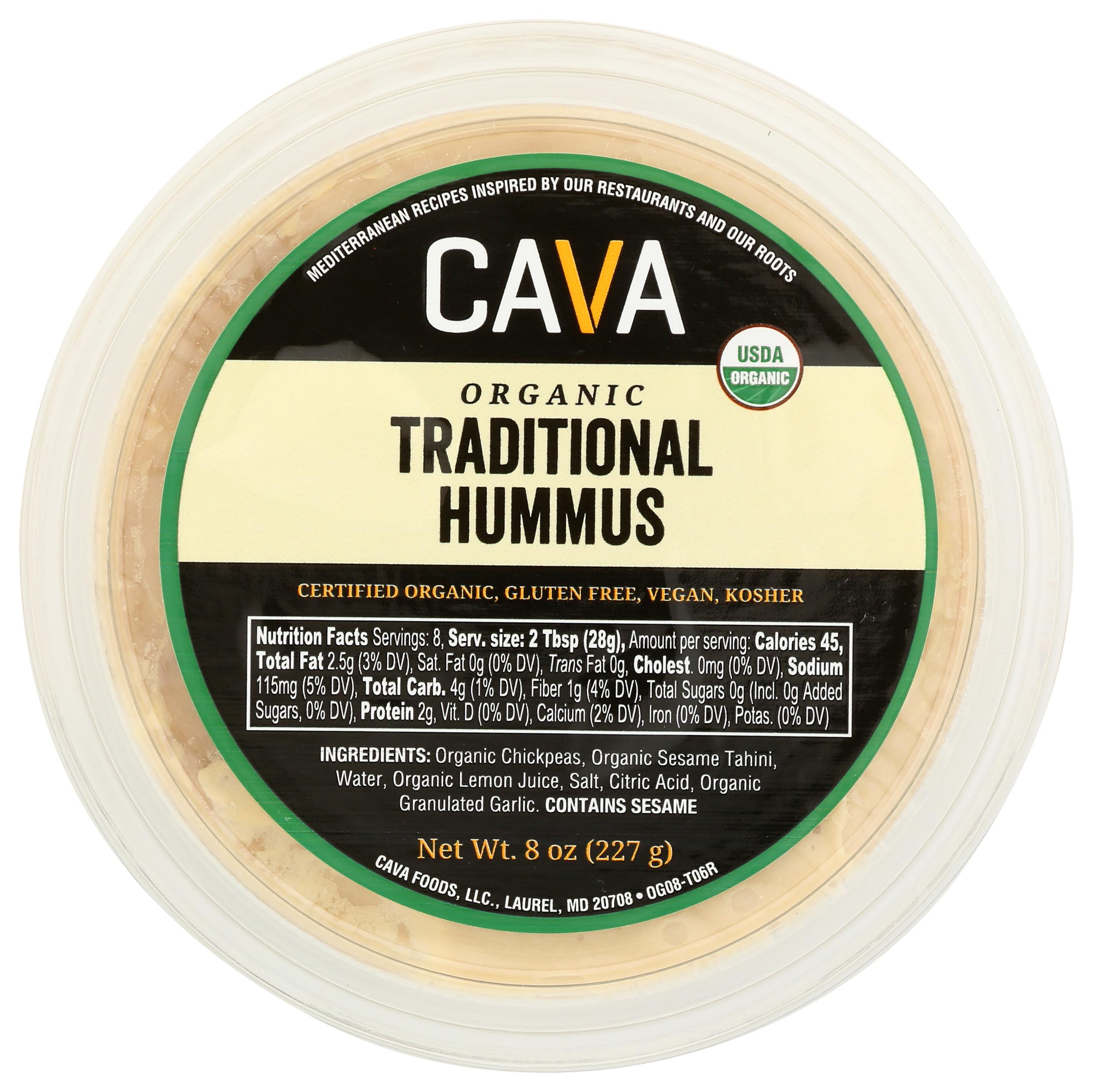 CAVA Organic Traditional Hummus, 8 OZ