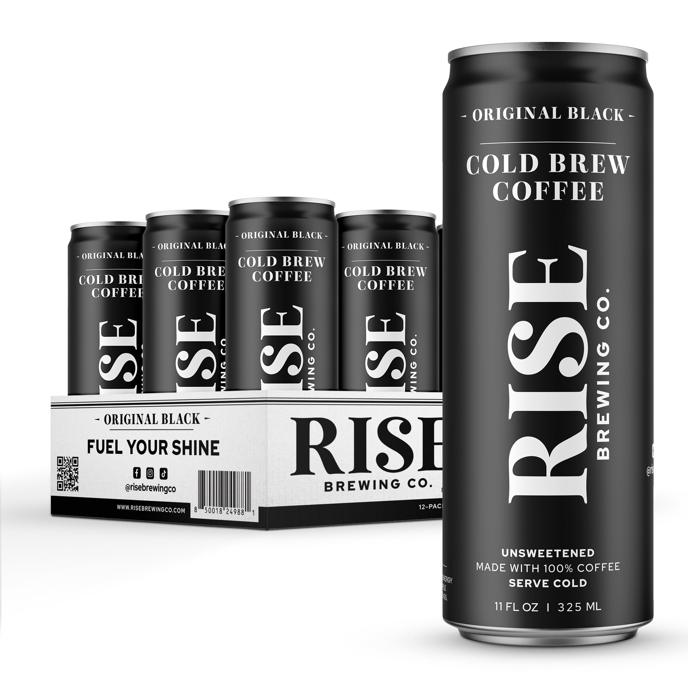 Rise Brewing Co Organic Original Black Nitro Cold Brew Coffee, 11 FZ