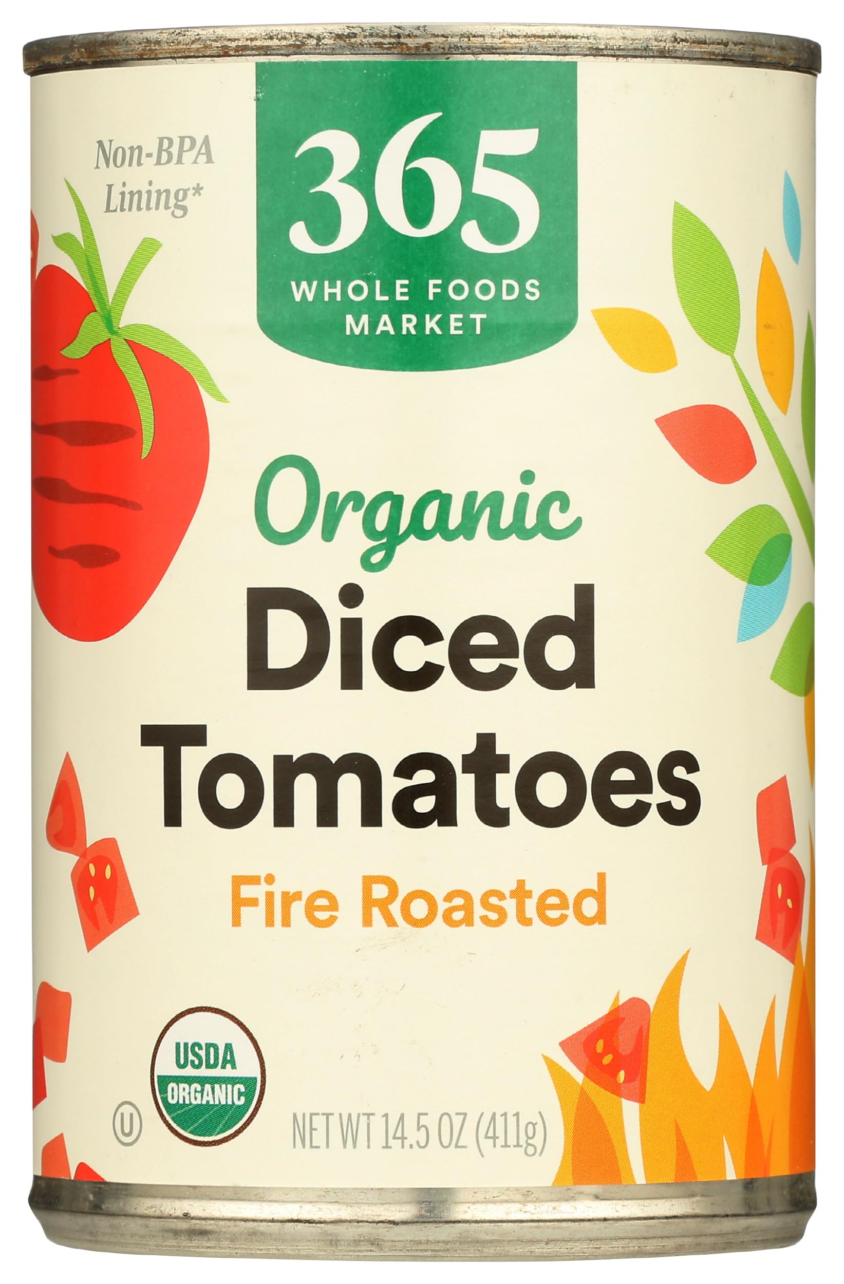 Organic Diced Fire Roasted Tomatoes, 14.5 Ounce