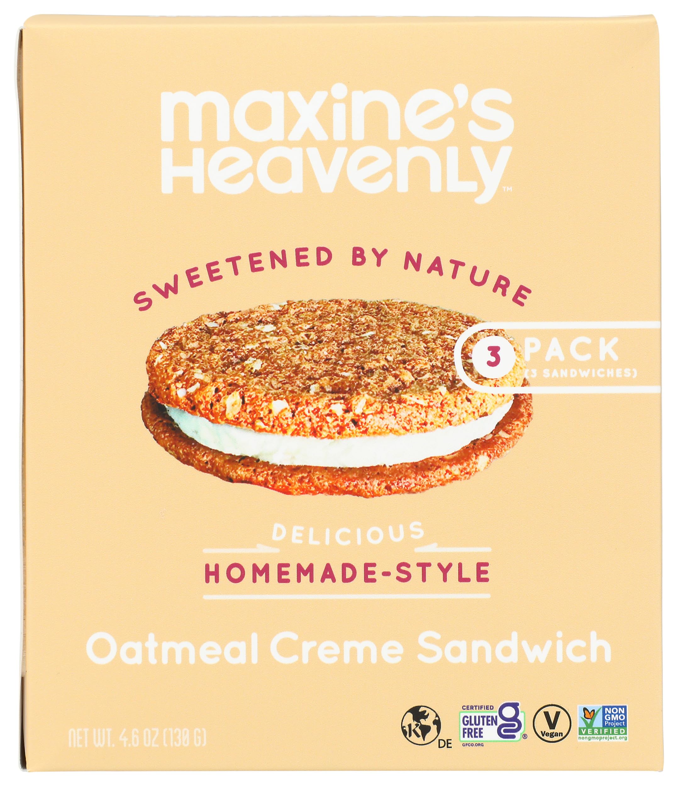 Maxines Heavenly Cookies, Cookie Sandwich Oatmeal Creme 3 Count, 4.6 Ounce