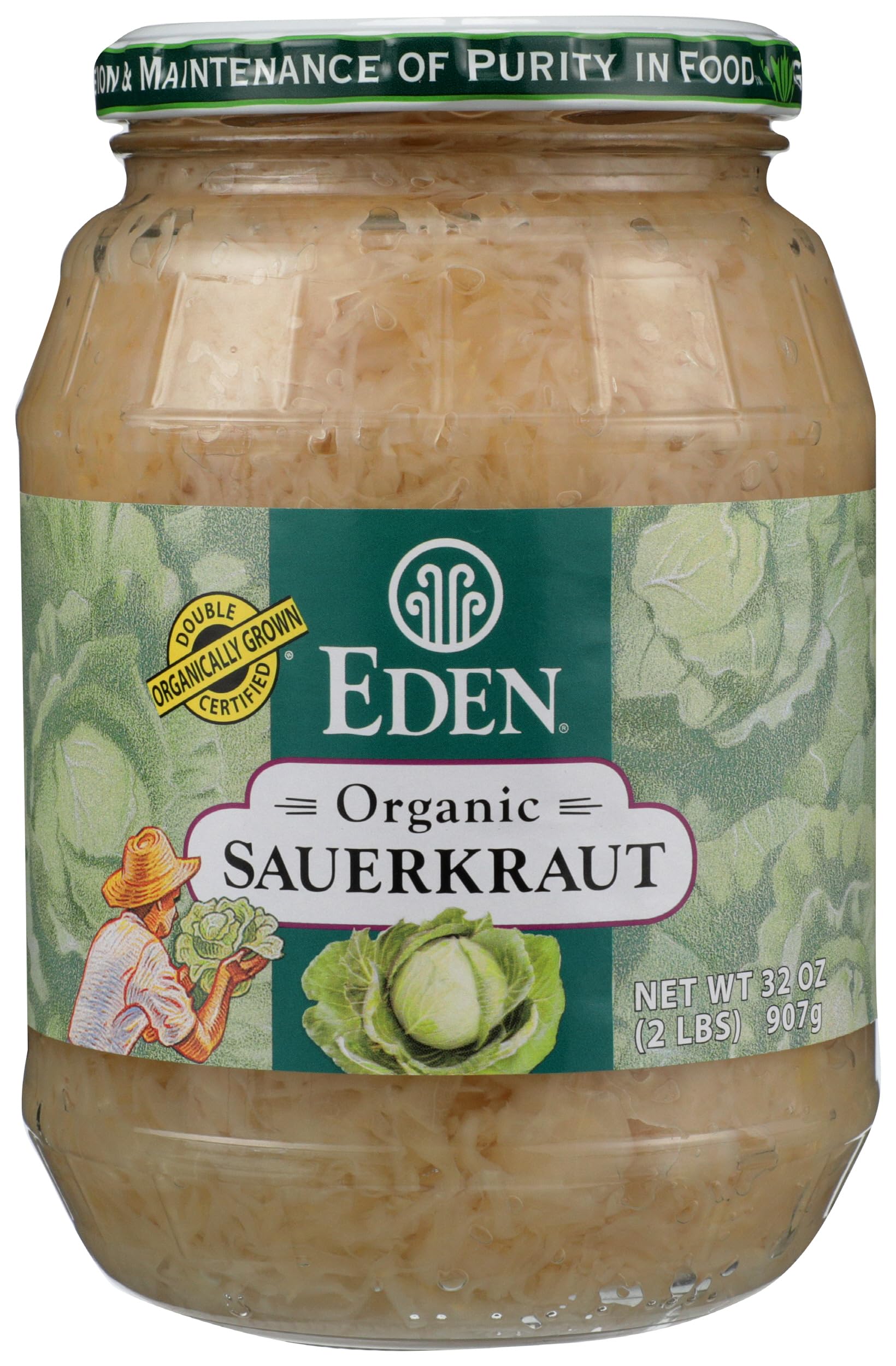 Eden Organic Sauerkraut, 32 oz Glass Jar, Fine Cut