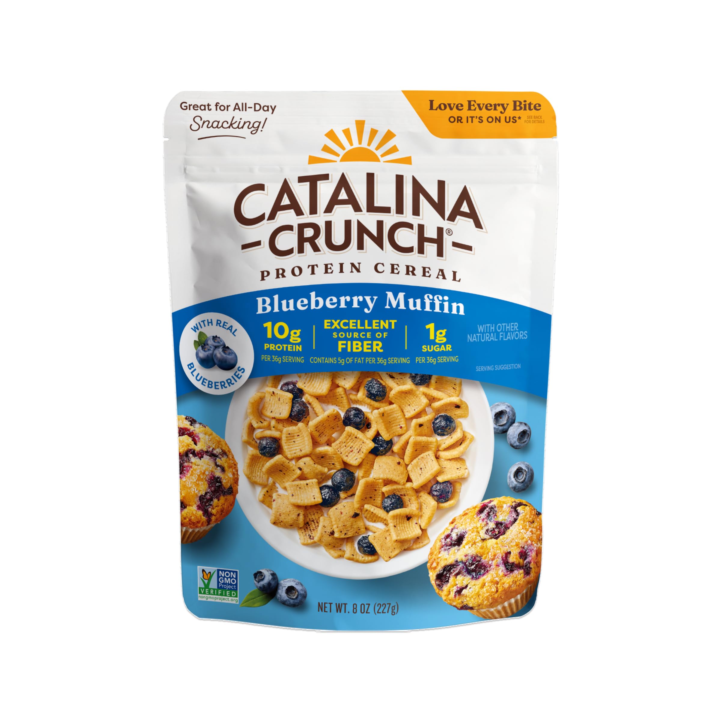 Catalina Crunch Protein Cereal, Blueberry Muffin, 8 oz Bag (Pack of 1) | 10g of Protein, No Added Sugar, Gluten Free, Breakfast Cereal, Packaging May Vary