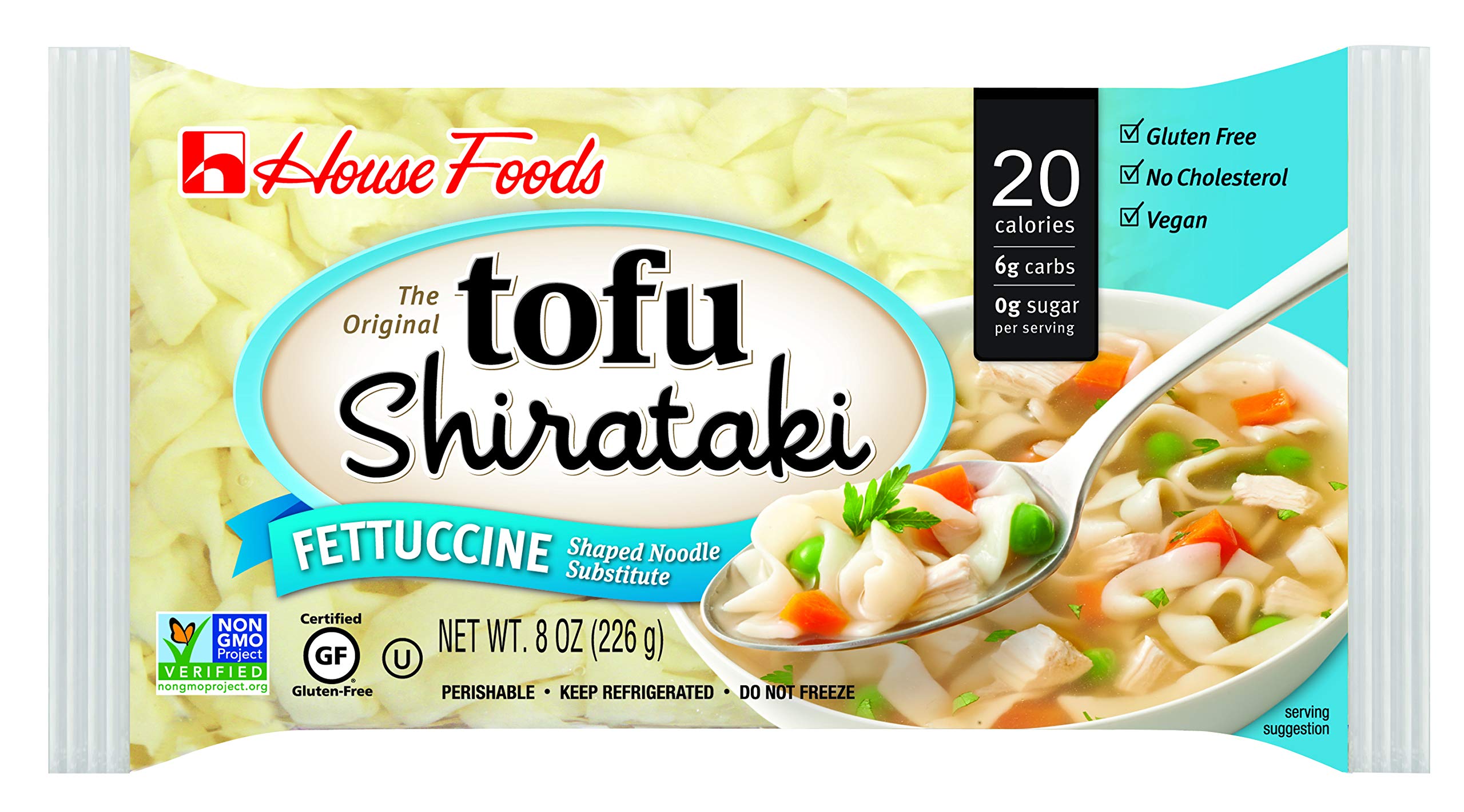 House Foods Tofu Shirataki Fettuccine Shaped Noodle, Gluten Free, Non GMO, 8 Ounces (Pack Of 12)