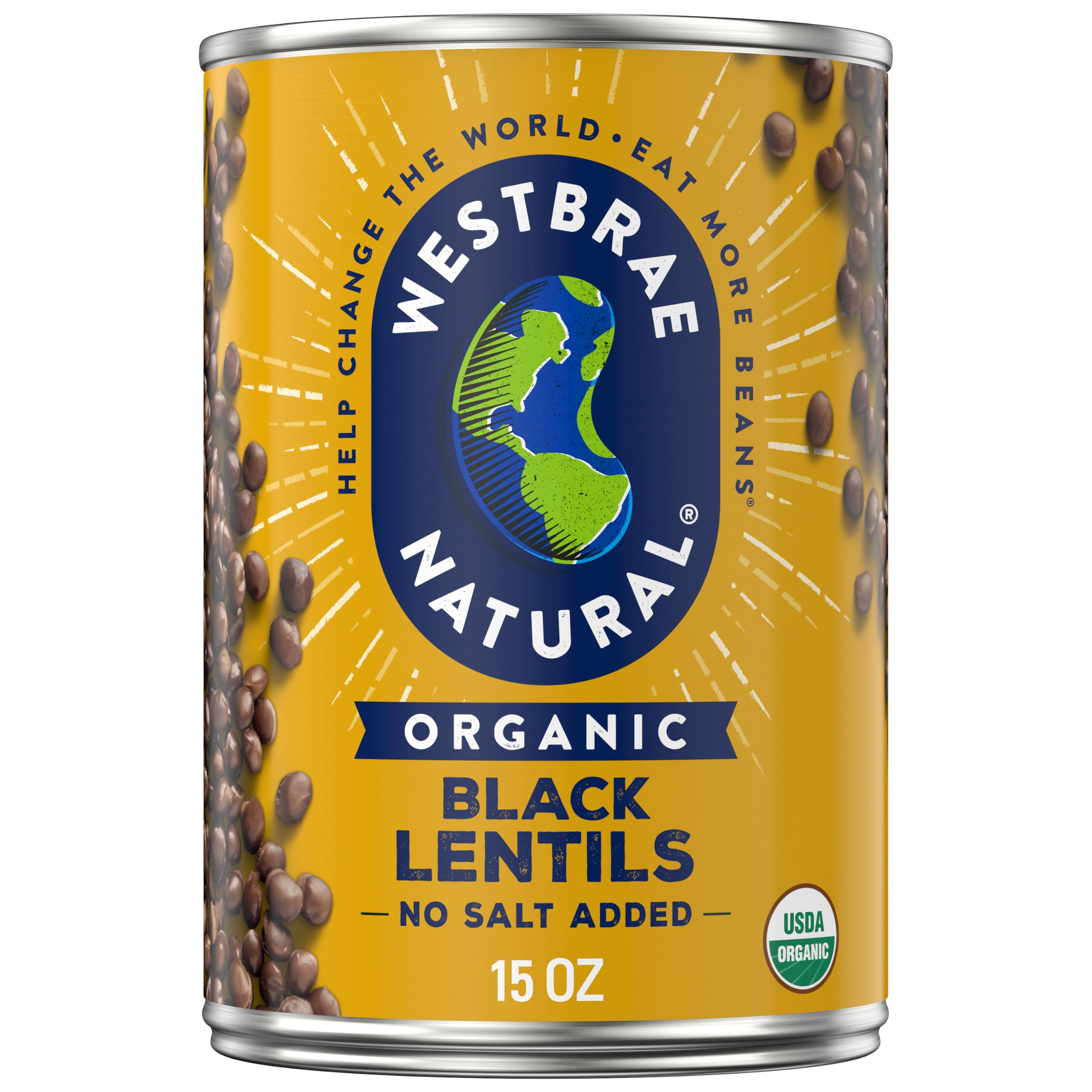 Westbrae Natural Lentils Black Organic, 15 Ounce