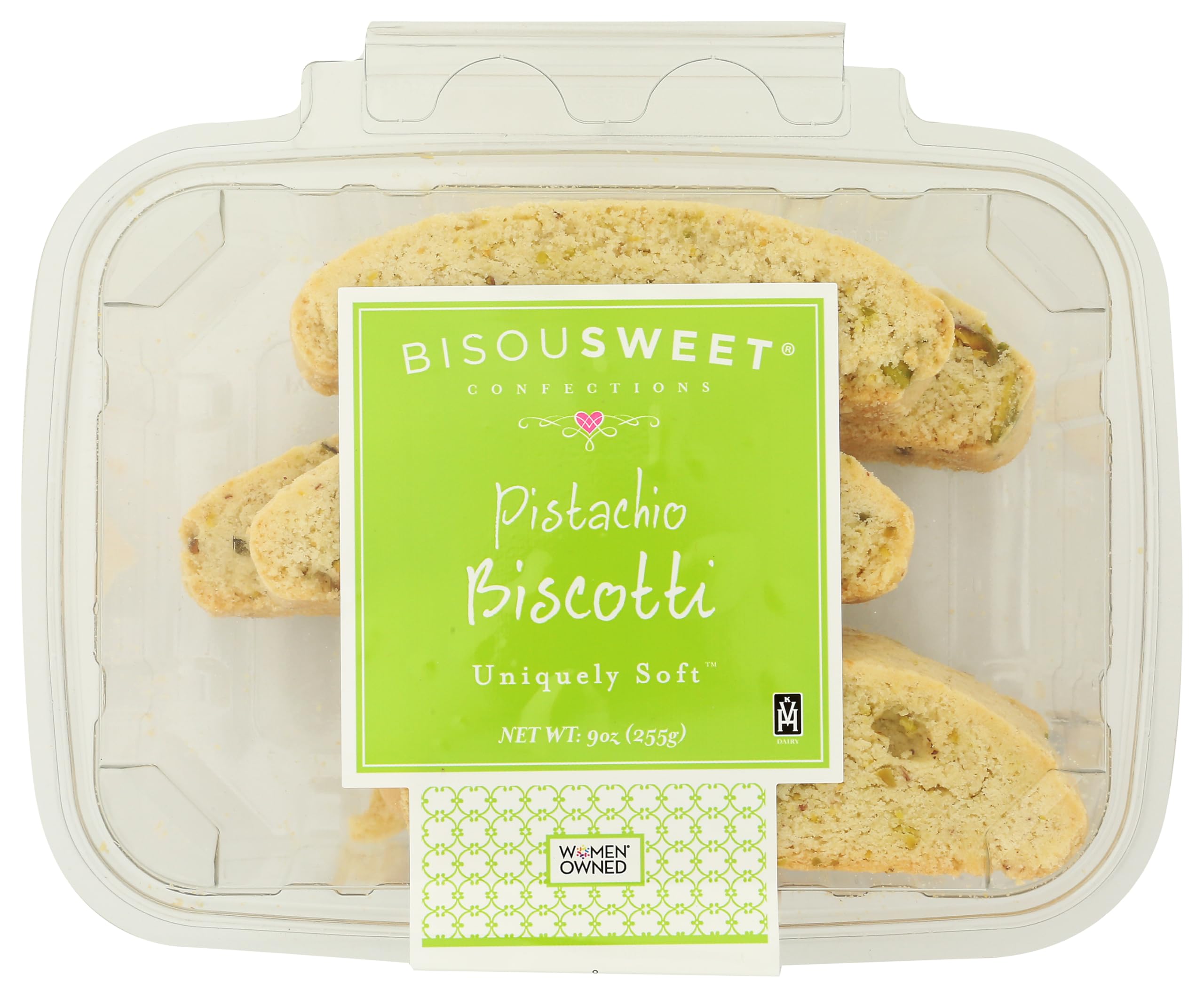 Bisousweet Confections Biscotti Pistachio 6 Count, 9 Ounce