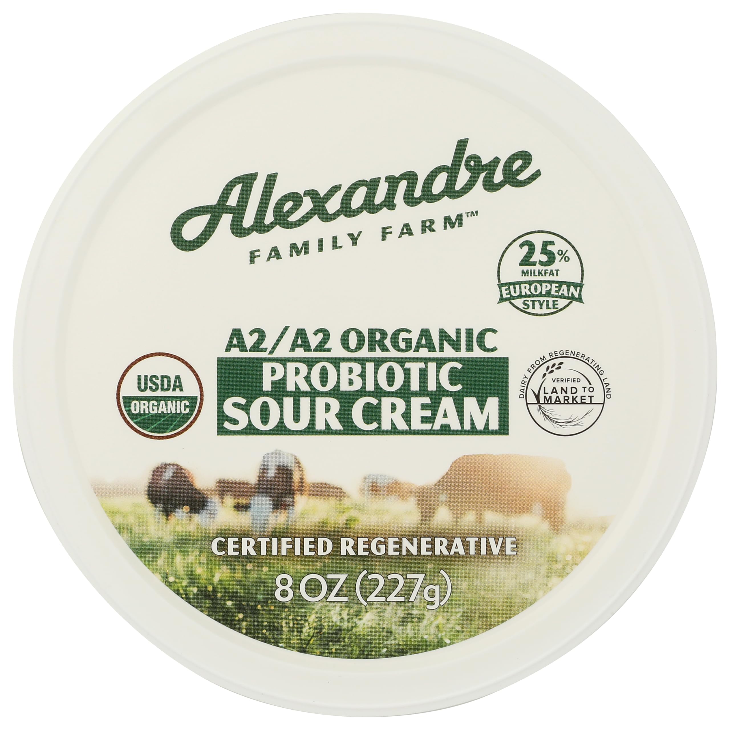 Alexandre Family Farms Organic A2/A2 100% Grass Fed Sour Cream, 8 OZ