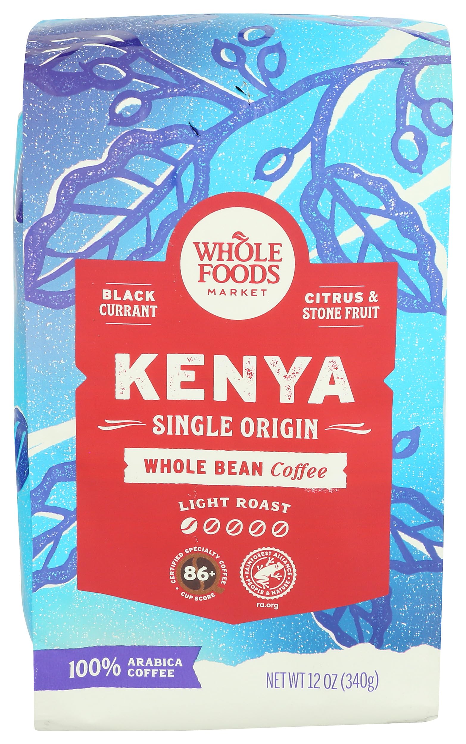 Kenya Single Origin Whole Bean Coffee, Light Roast, Black Currant, Citrus & Stone Fruit, 12 Ounce