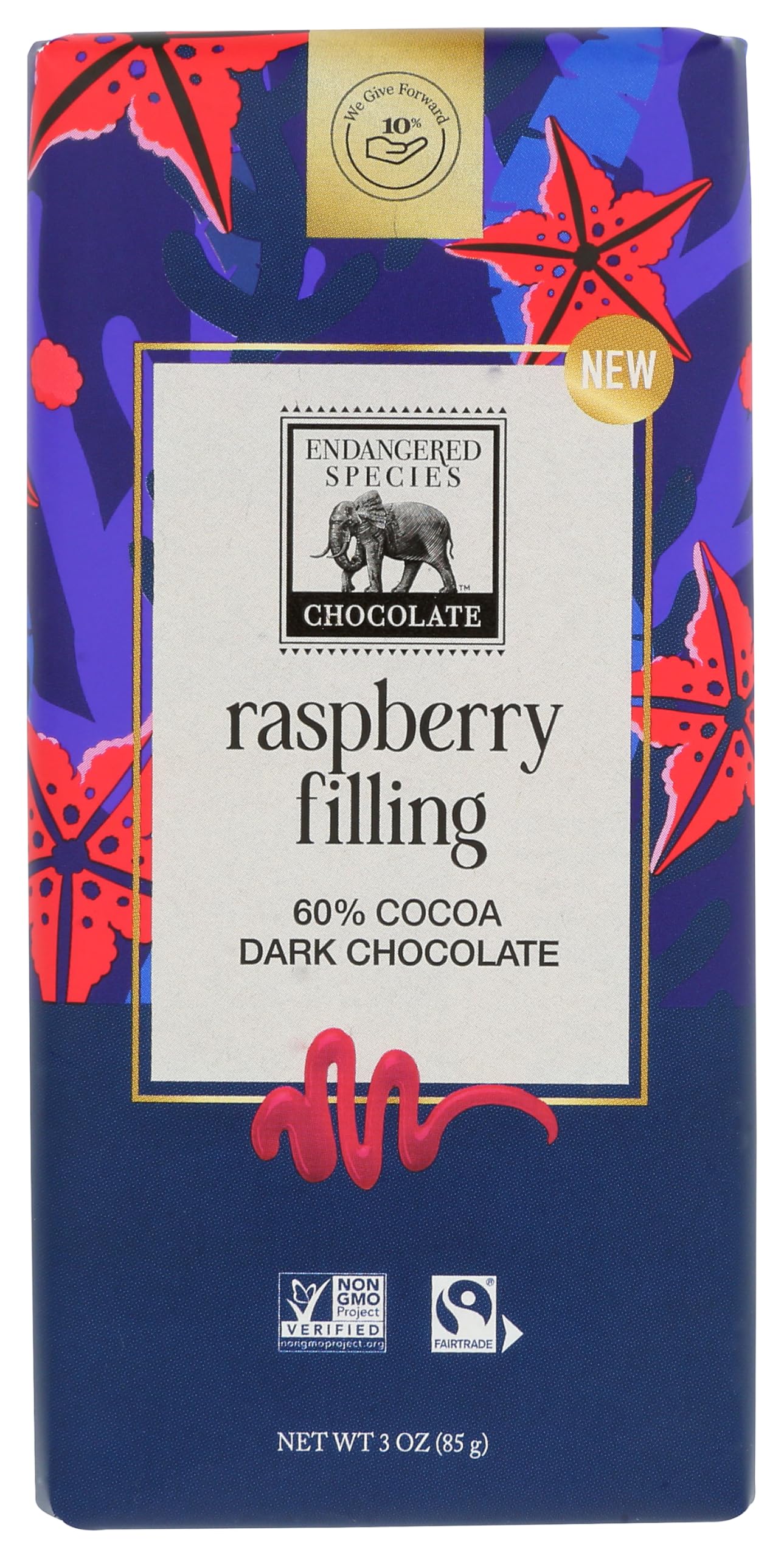 Raspberry Filled 60% Dark Chocolate Bar