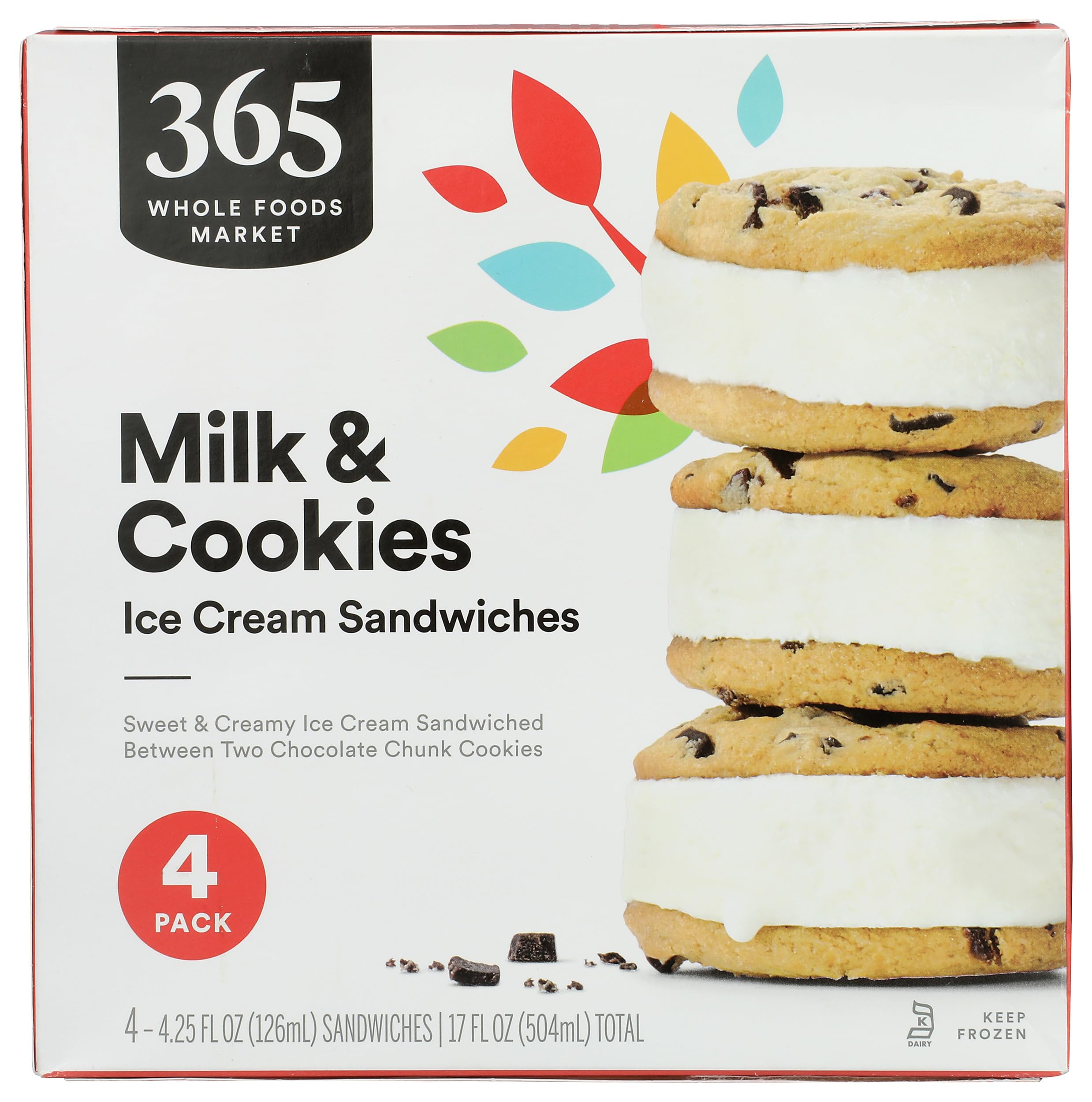365 by Whole Foods Market Milk & Cookies Ice Cream Sandwiches, 17 FZ